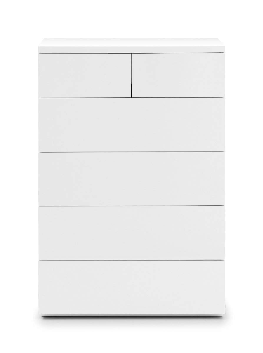 Julian Bowen Chest Of Drawers Monaco 4+2 Drw Chest - White Gloss Bed Kings