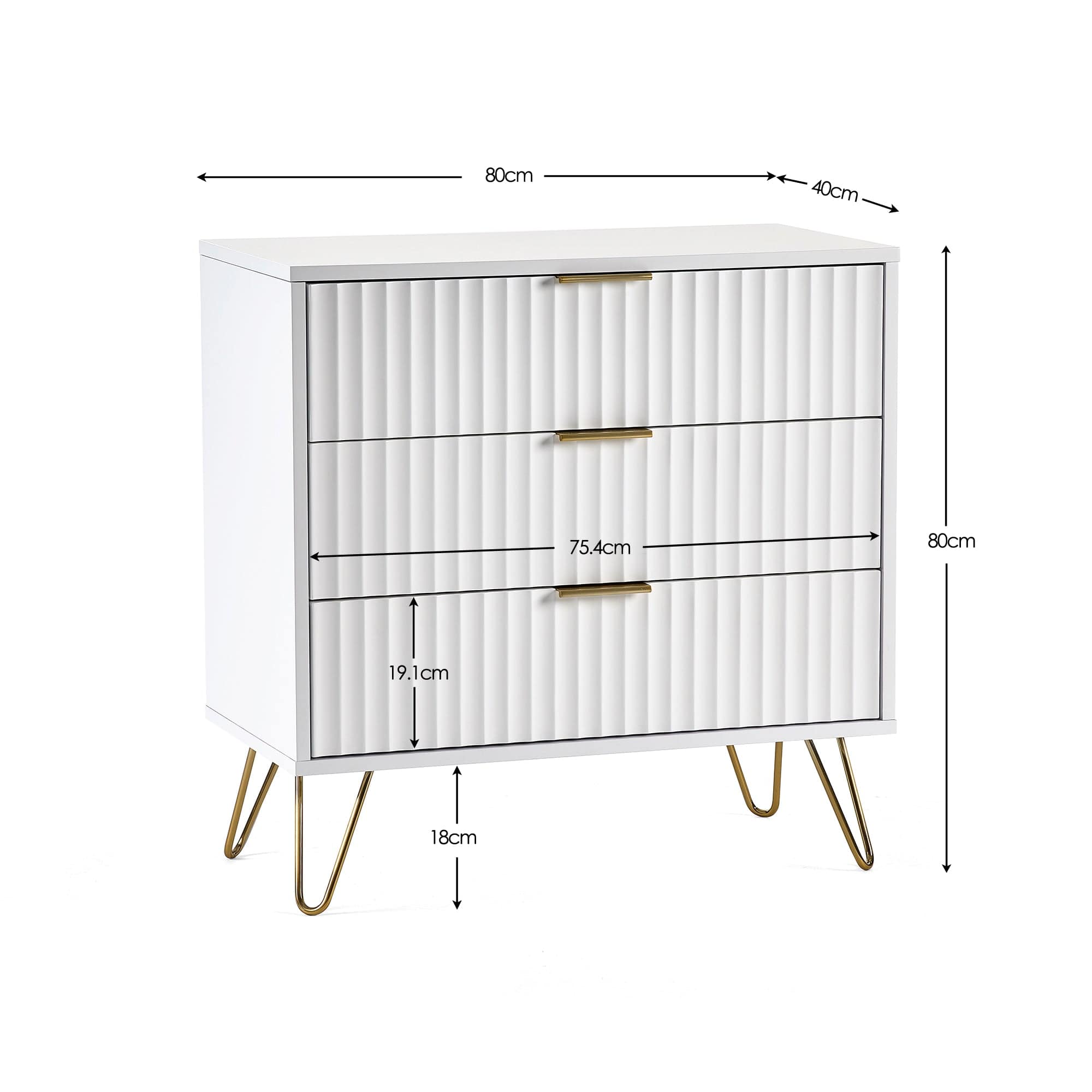 Murano 3 Drawer Chest - Matt White – Julian Bowen, view 5