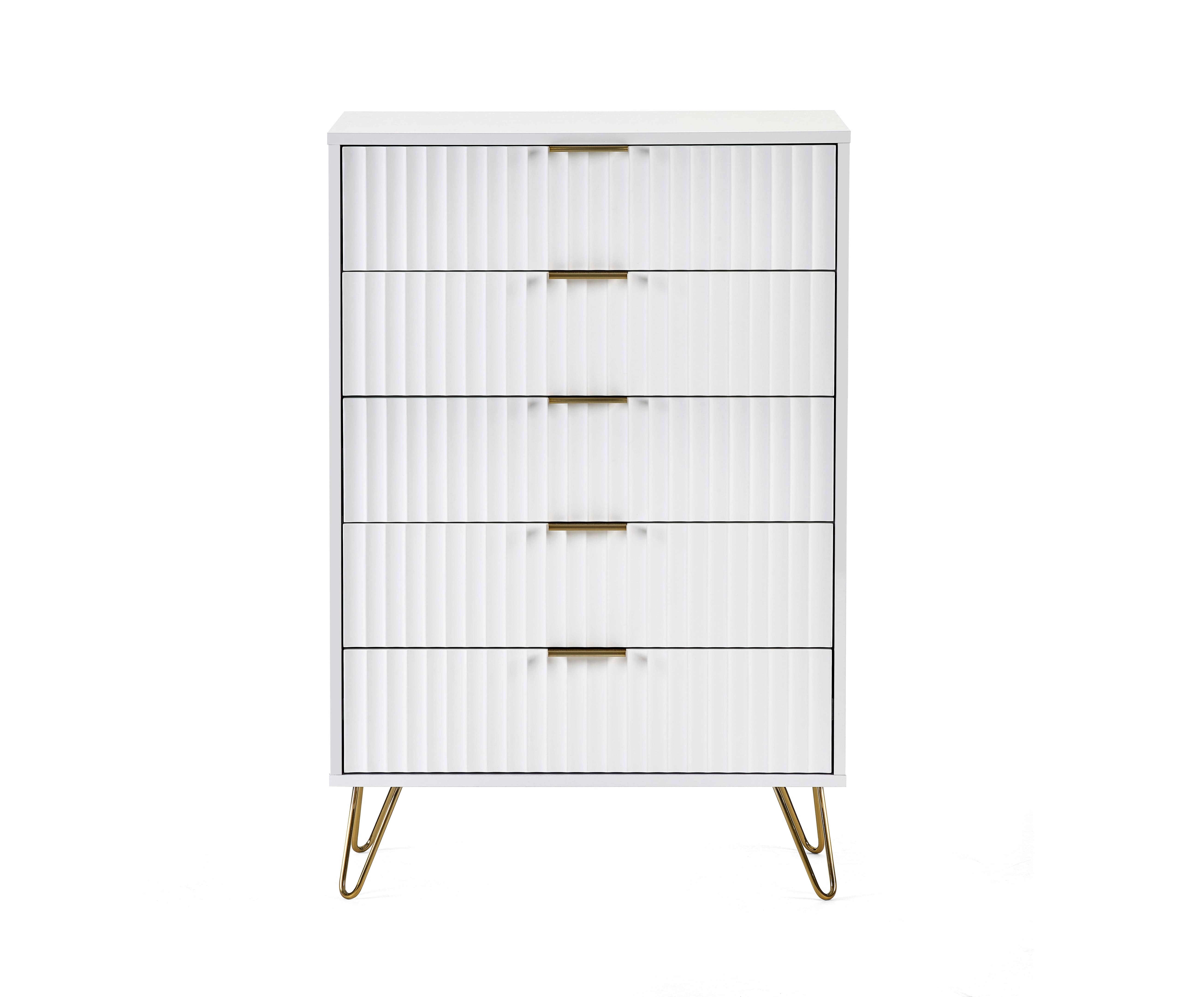 Murano 5 Drawer Chest - Matt White – Julian Bowen, view 3