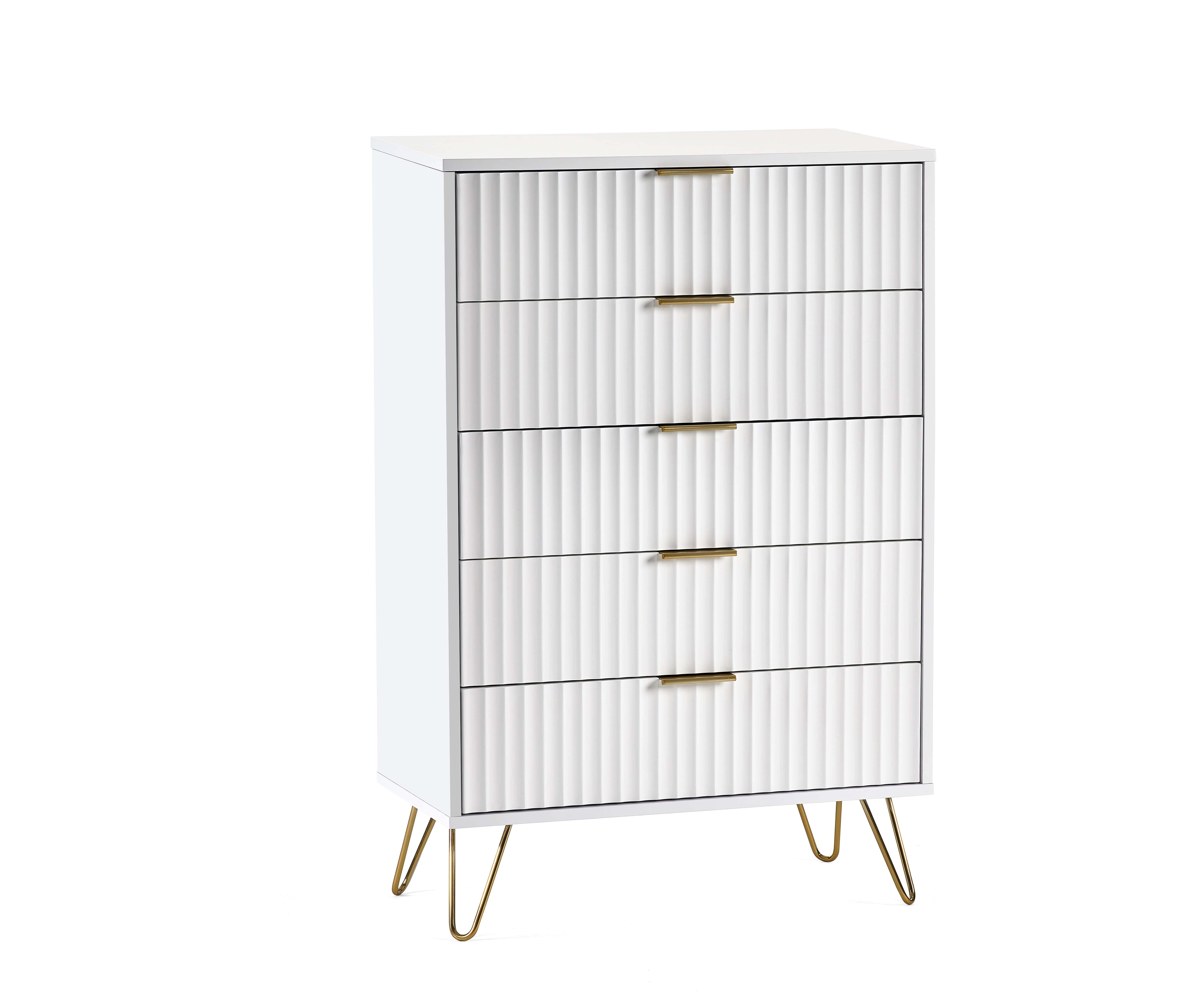 Murano 5 Drawer Chest - Matt White – Julian Bowen