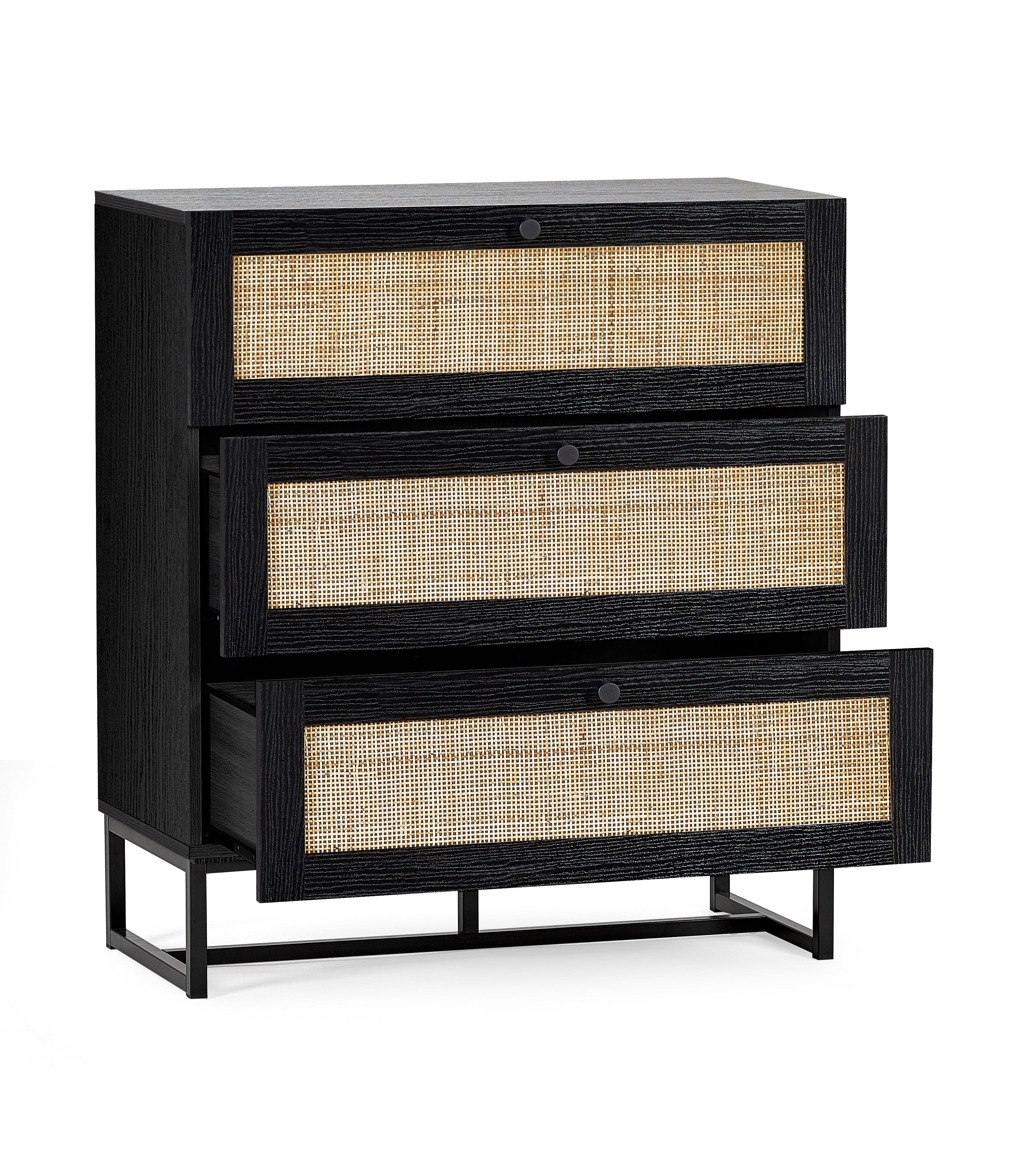 Padstow 3 Drawer Chest - Black – Julian Bowen, view 2
