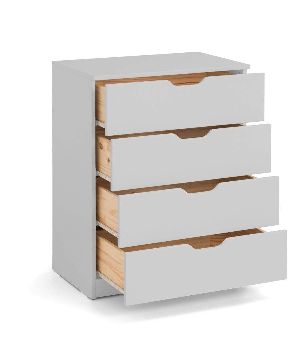 Julian Bowen CHEST OF DRAWERS Pluto 4 Drawer Chest - Dove Grey Bed Kings