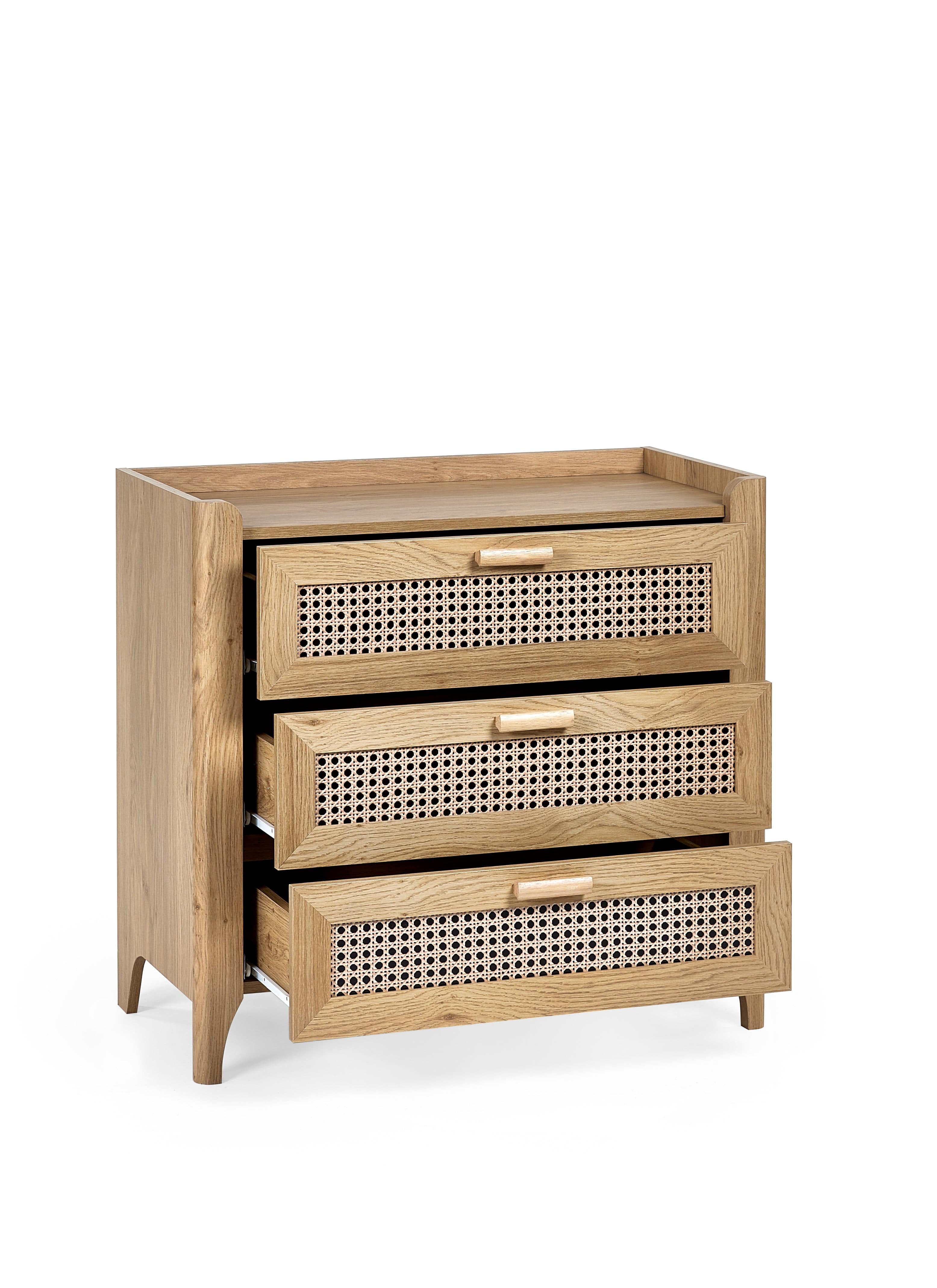 Sydney 3 Drawer Chest - Rattan Effect – Julian Bowen, view 3