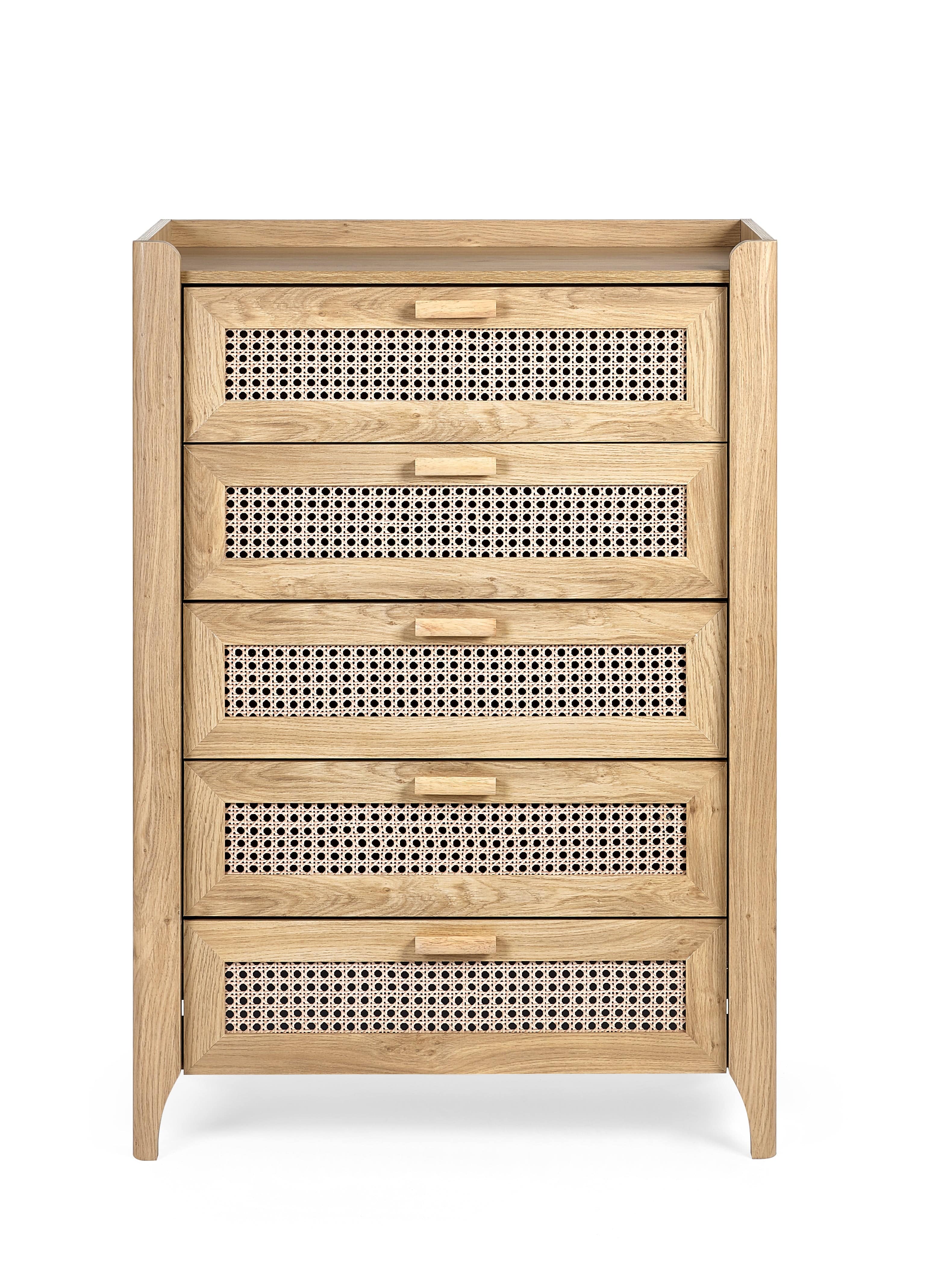 Sydney 5 Drawer Chest - Rattan Effect – Julian Bowen, view 2