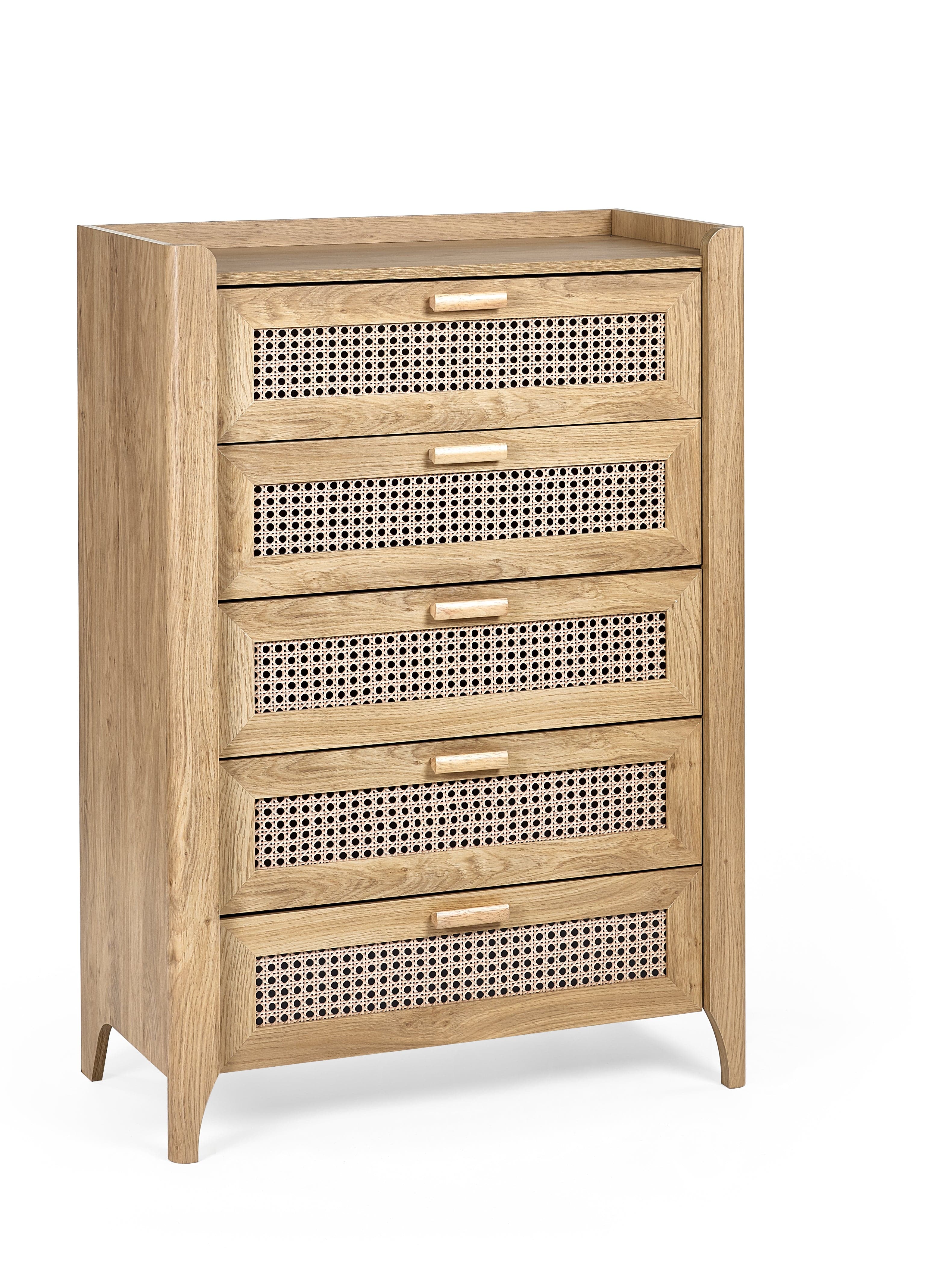 Sydney 5 Drawer Chest - Rattan Effect – Julian Bowen