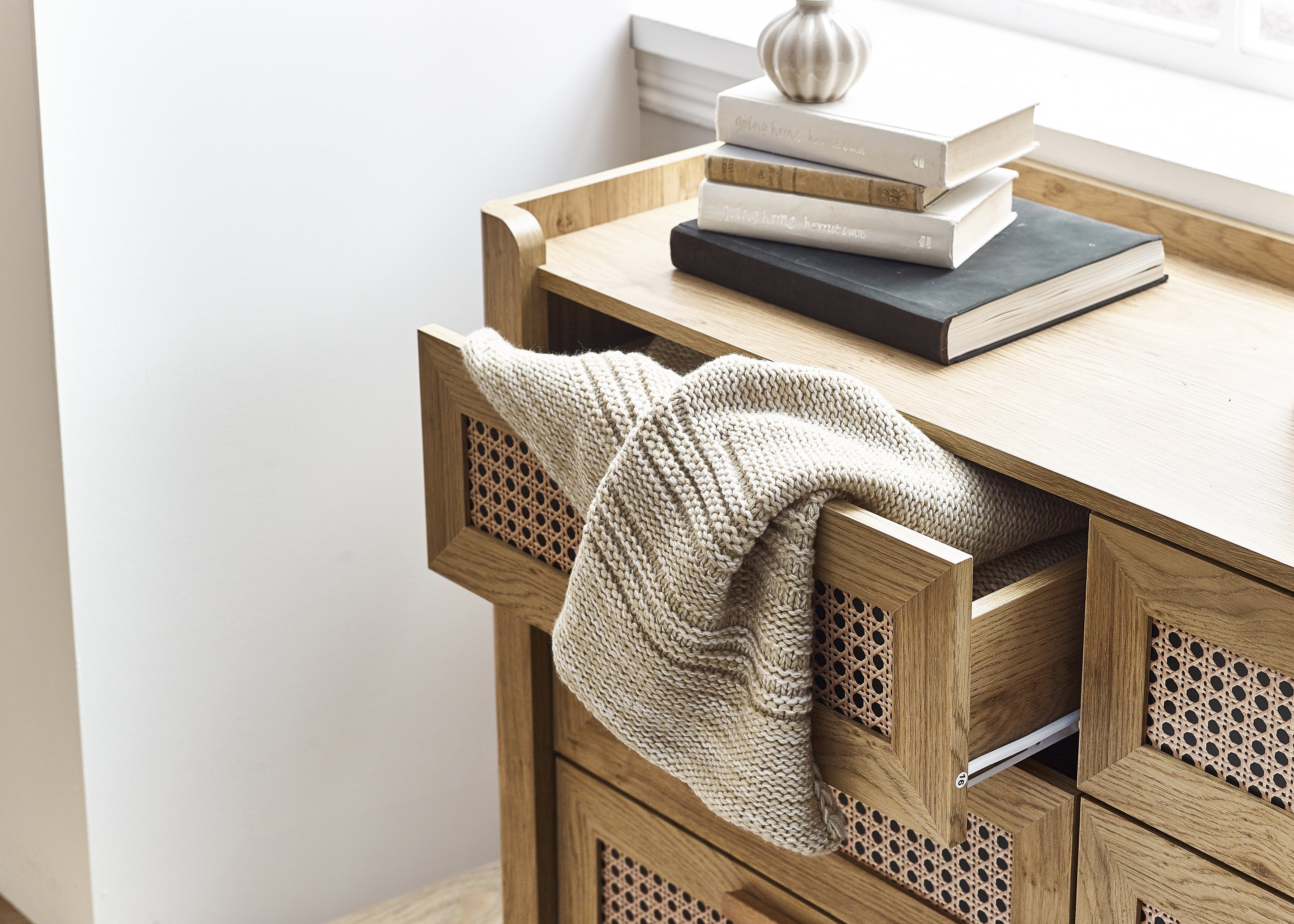 Sydney 6 Drawer Wide Chest - Rattan Effect – Julian Bowen, view 4