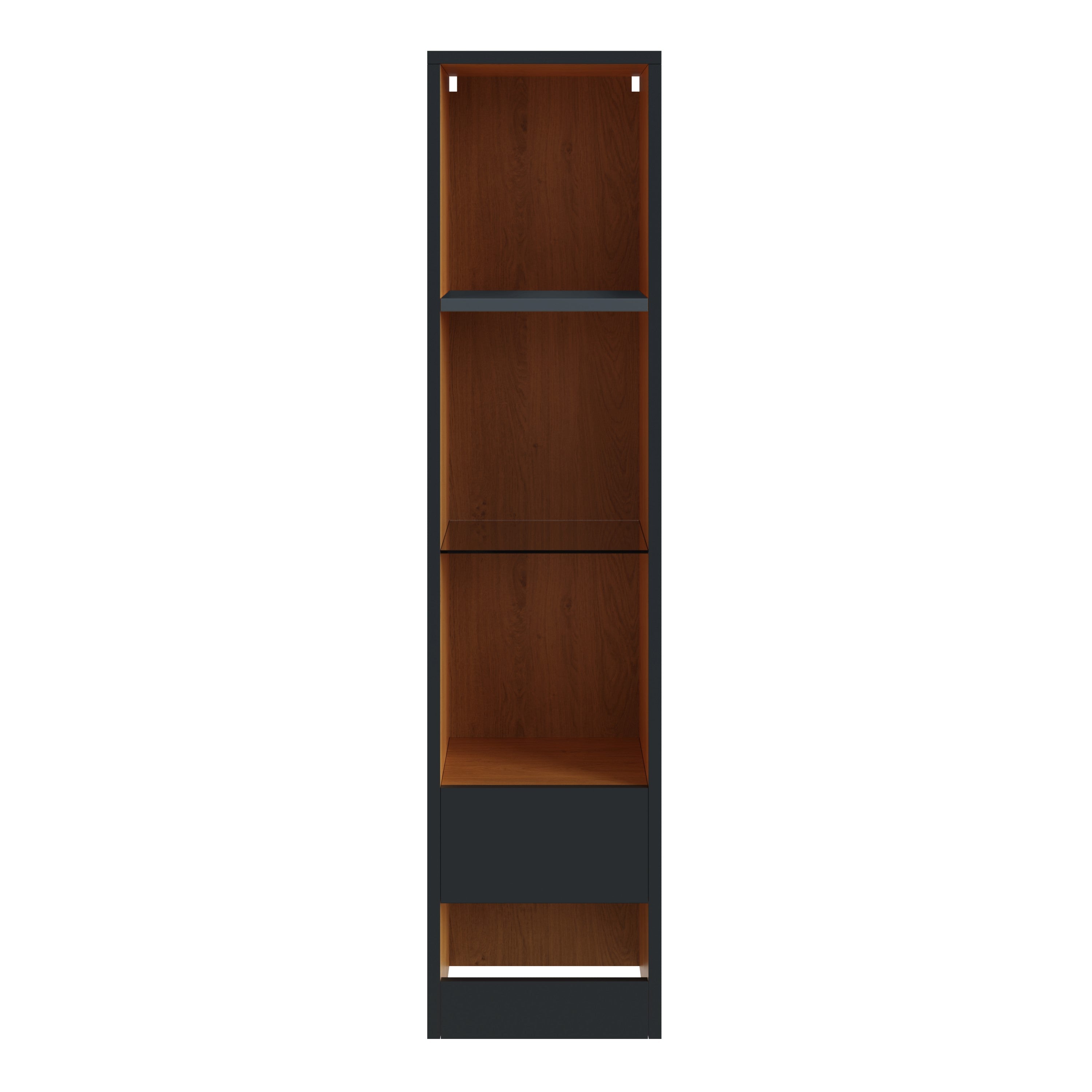 Leon Tall Shelf Unit With LED Anthracite/Oak – GFW, view 4