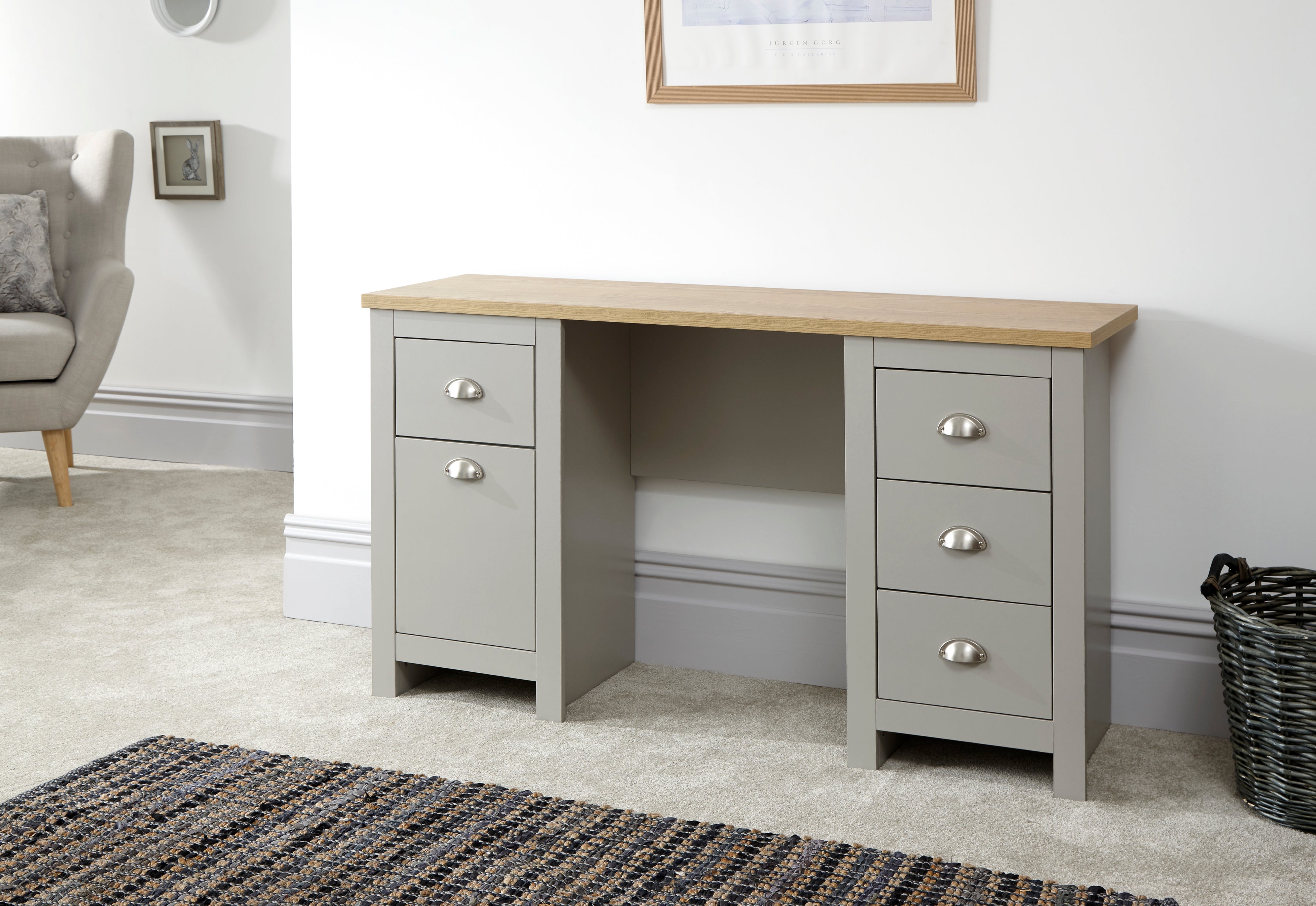 Lancaster Study Desk Grey – GFW, view 4