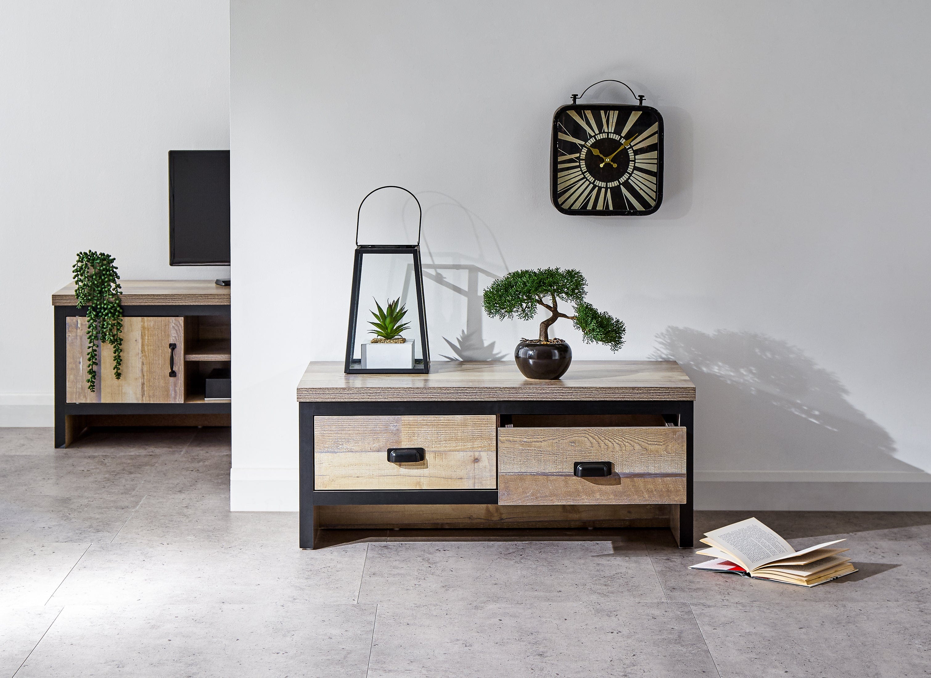 GFW Coffee Table Boston 2 Drawer Coffee Table Oak Bed Kings