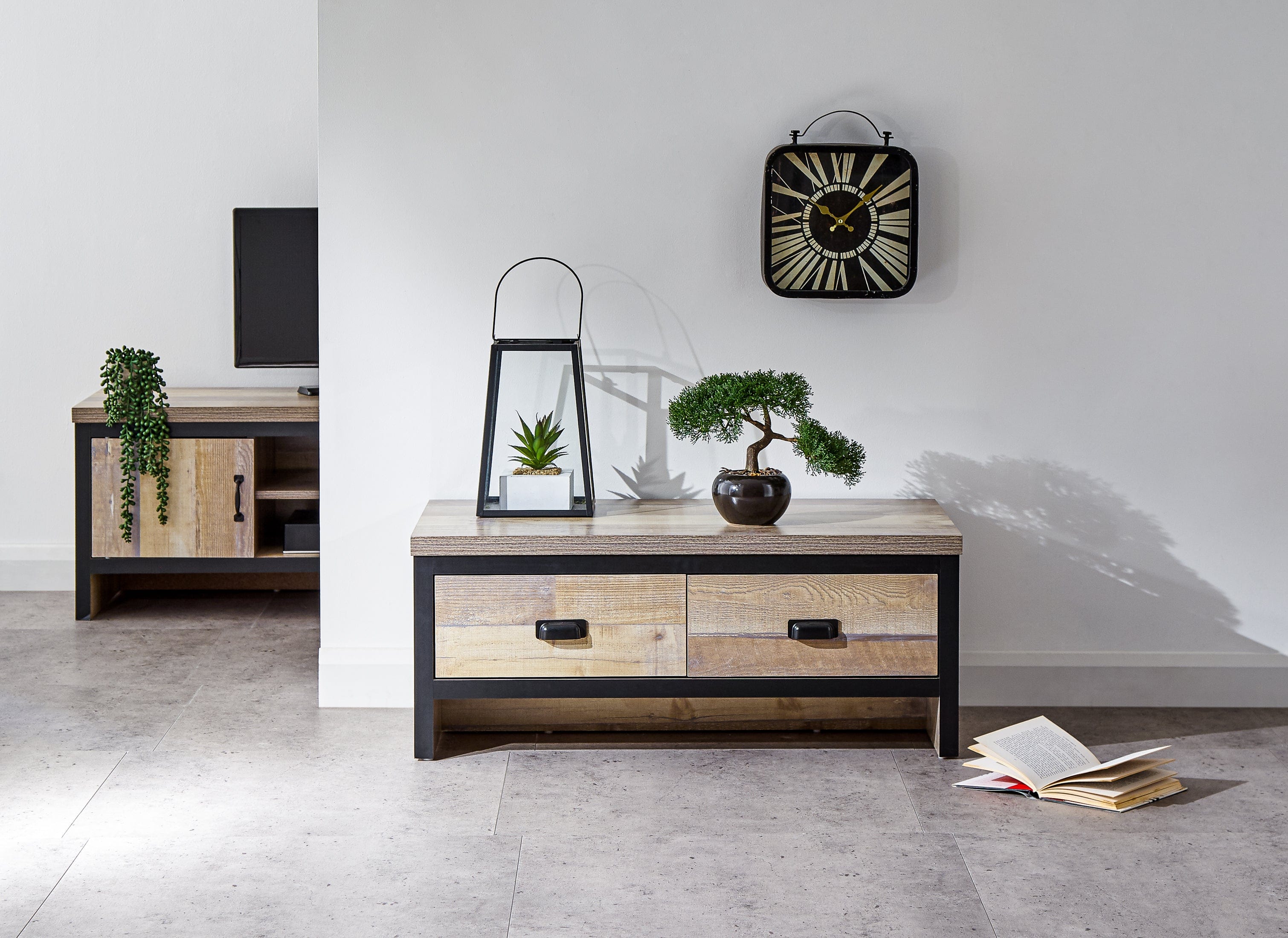 GFW Coffee Table Boston 2 Drawer Coffee Table Oak Bed Kings