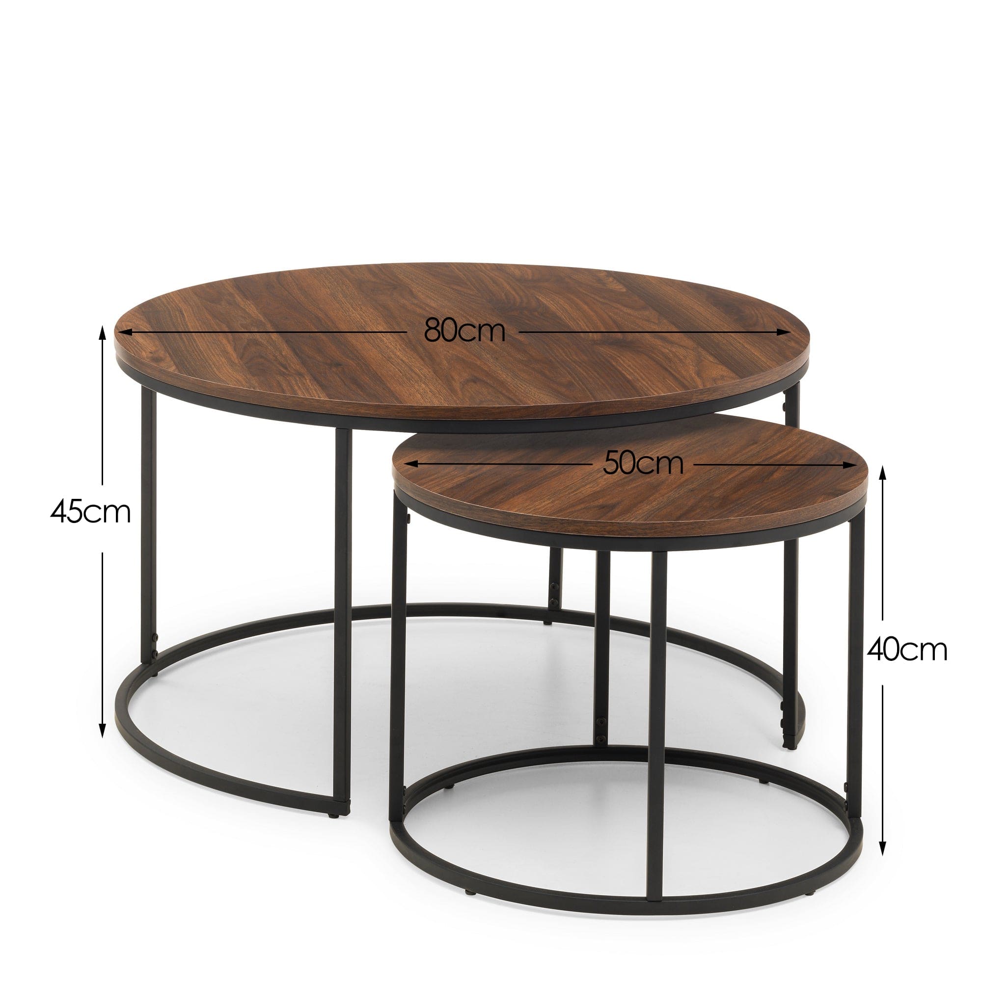 Bellini Round Nesting Coffee Table - Walnut – Julian Bowen, view 3