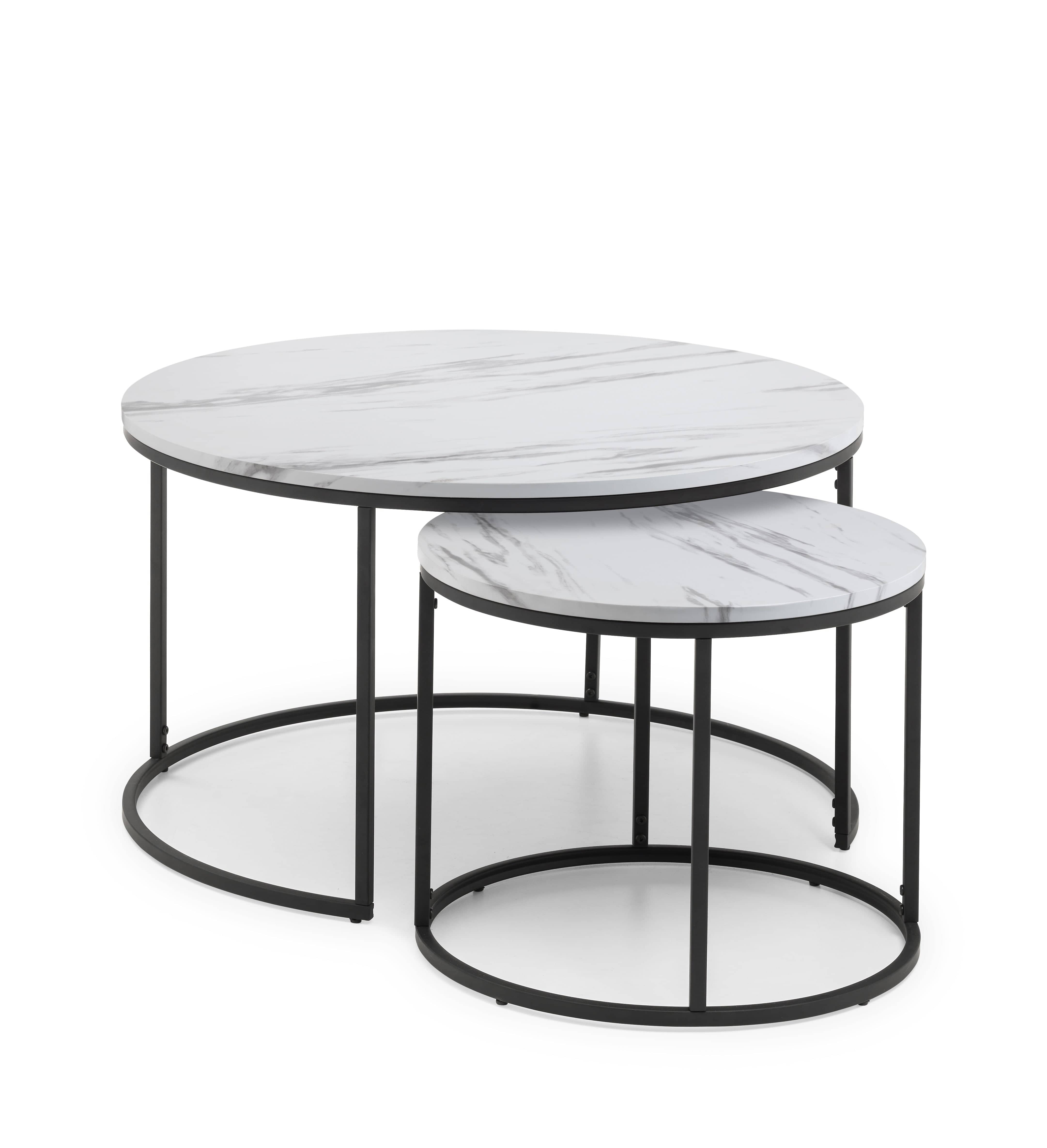 Bellini Round Nesting Coffee Table - White Marble – Julian Bowen