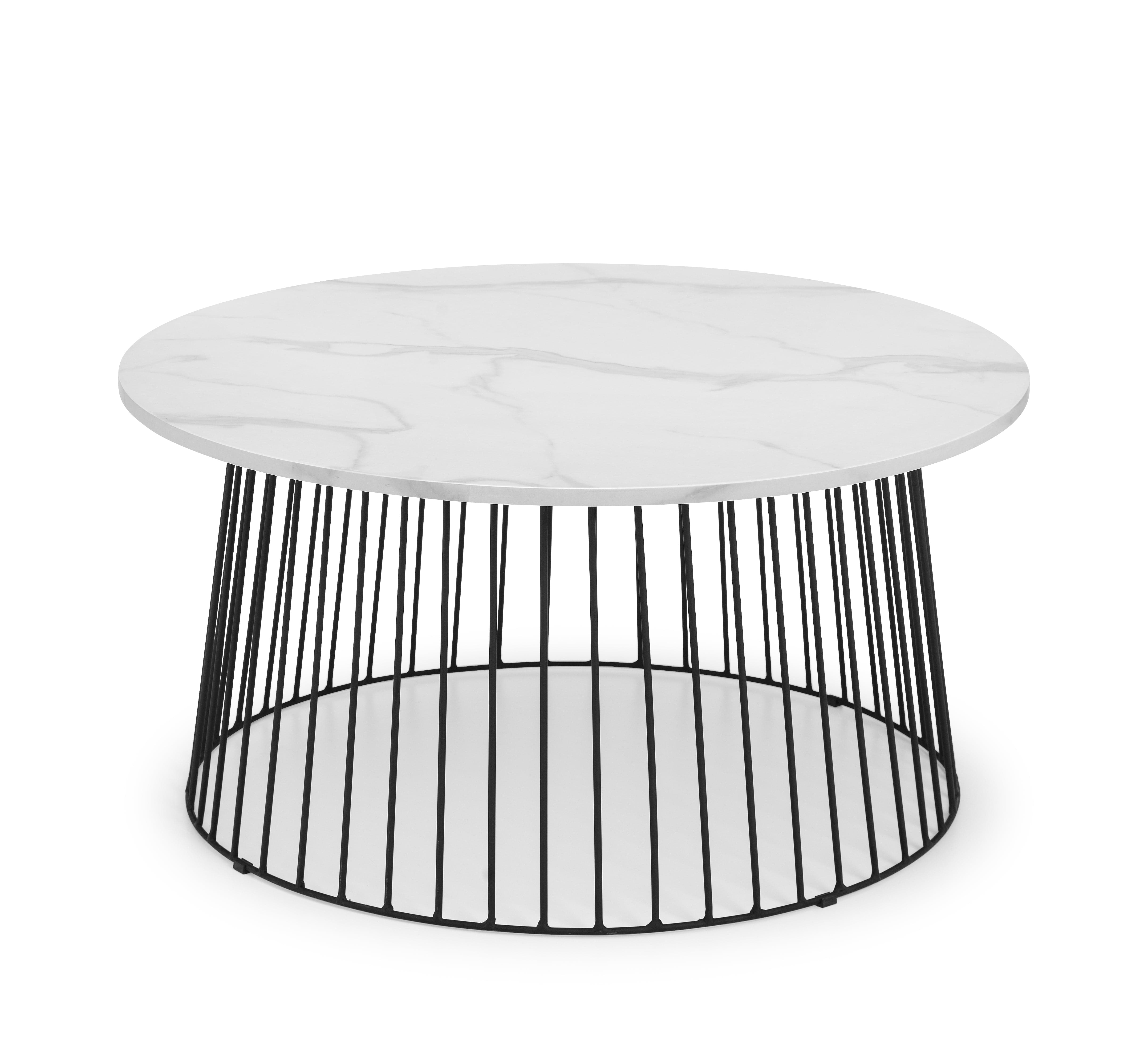 Broadway Round Coffee Table - White Marble – Julian Bowen