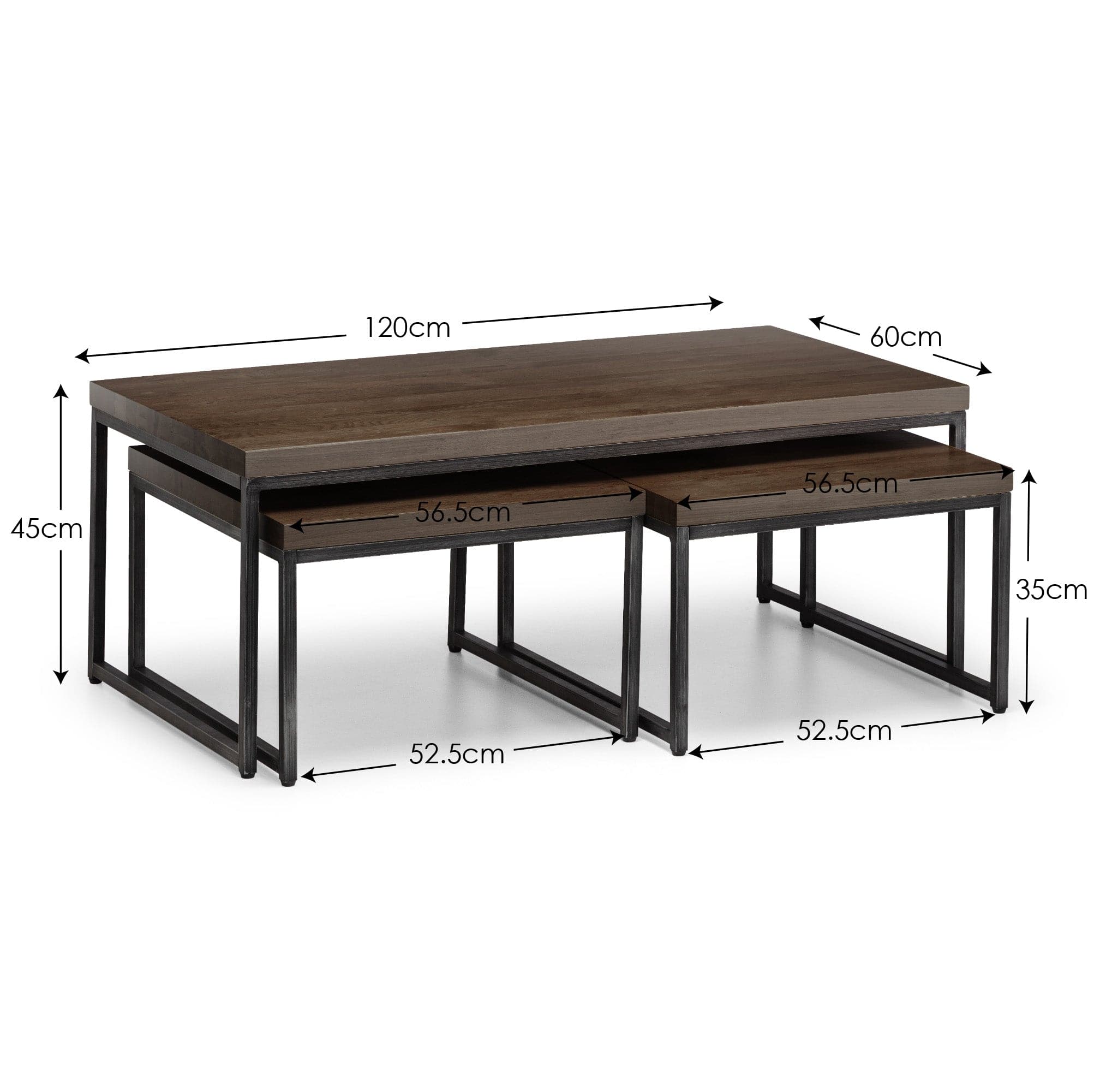 Brooklyn Nesting Coffee Tables - Dark Oak – Julian Bowen, view 7