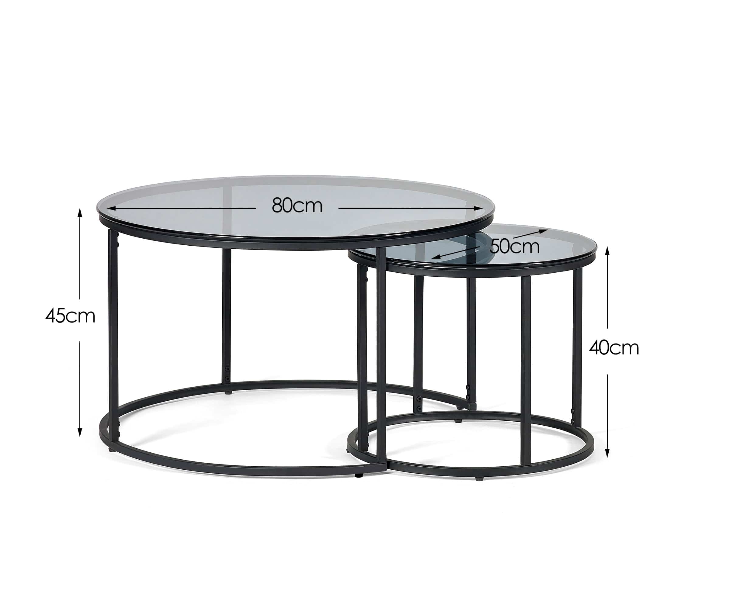 Chicago Round Nesting Coffee Tables Smoked Glass – Julian Bowen
