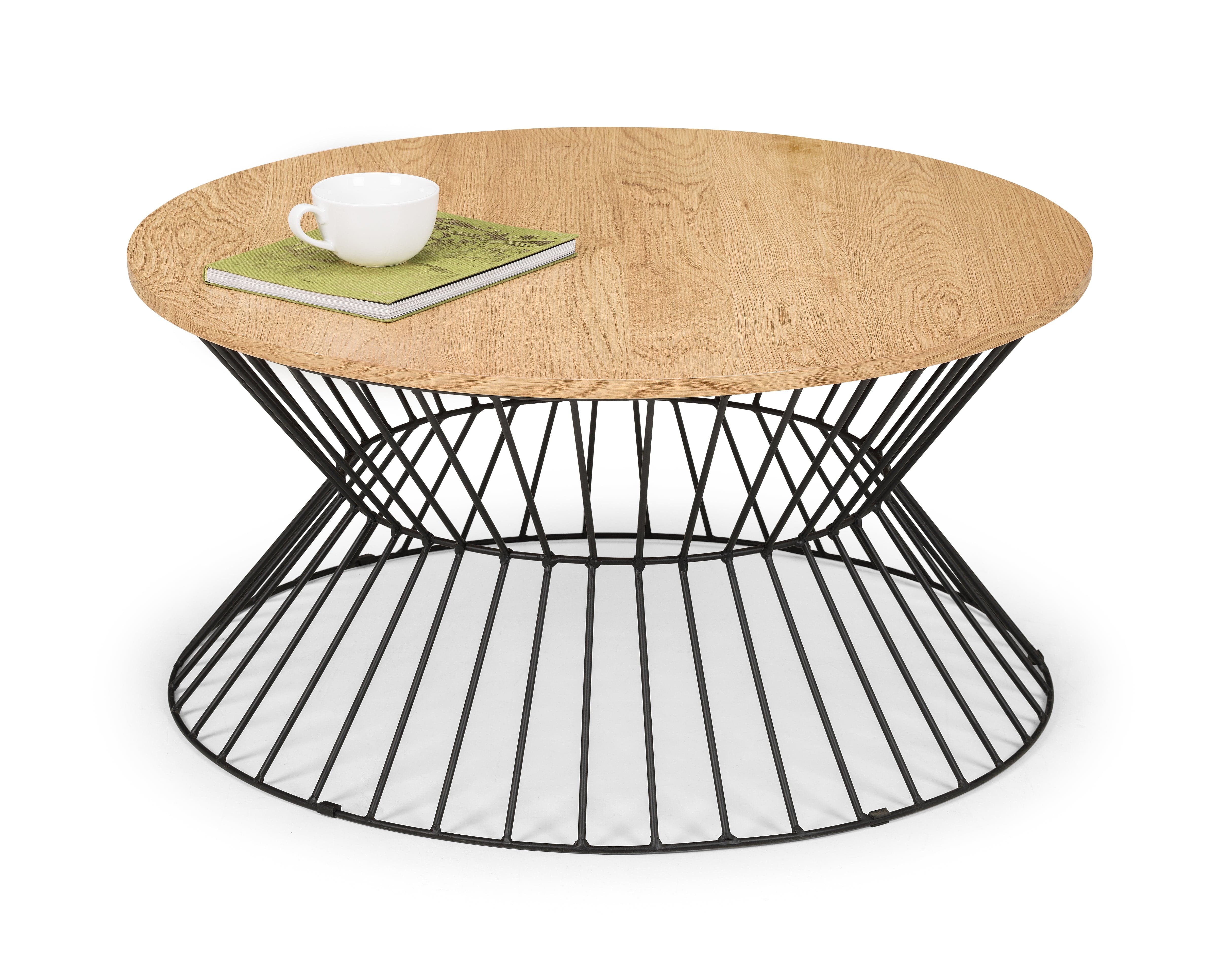 Jersey Round Wire Coffee Table - Euro Oak – Julian Bowen, view 2