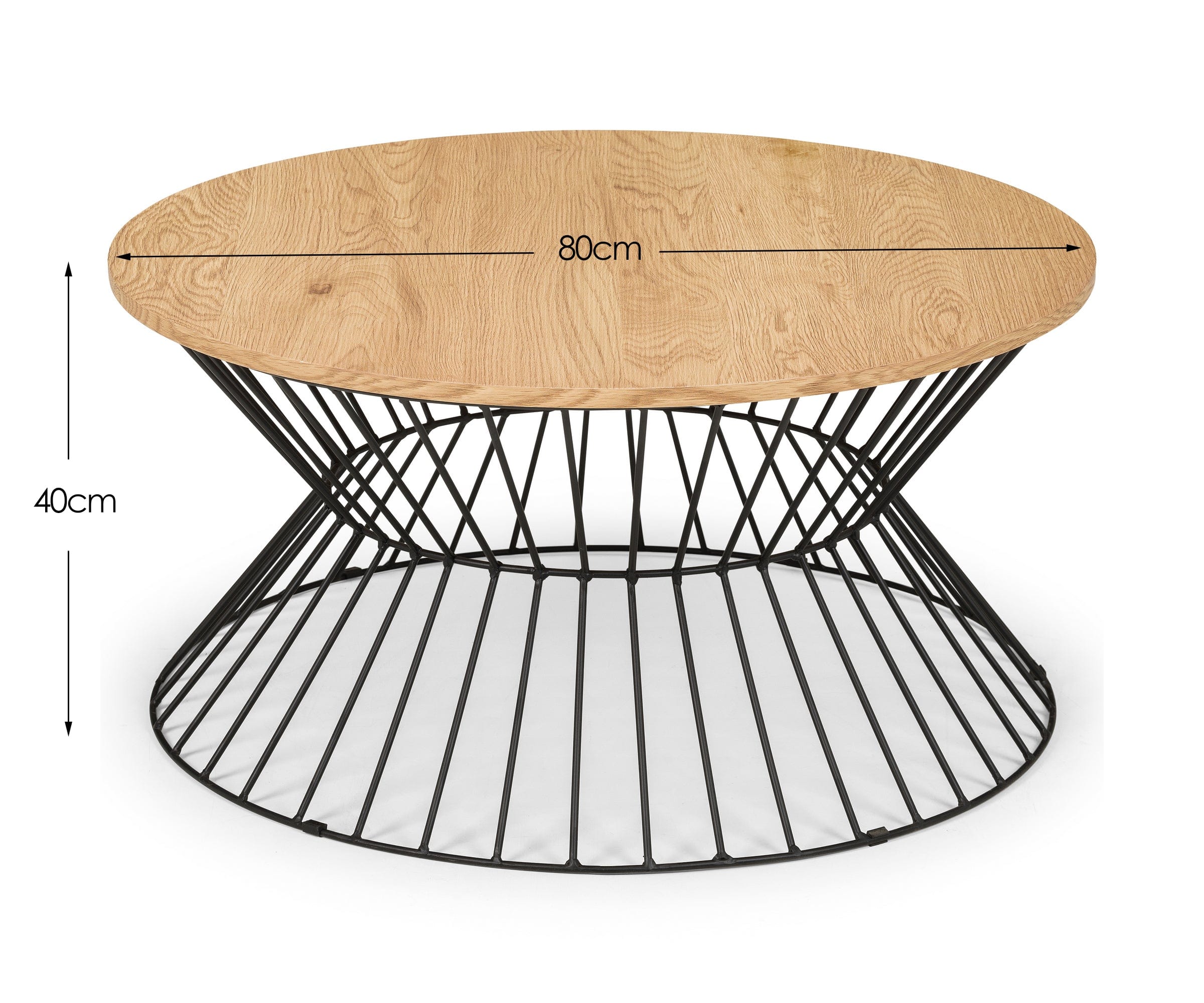 Jersey Round Wire Coffee Table - Euro Oak – Julian Bowen, view 3