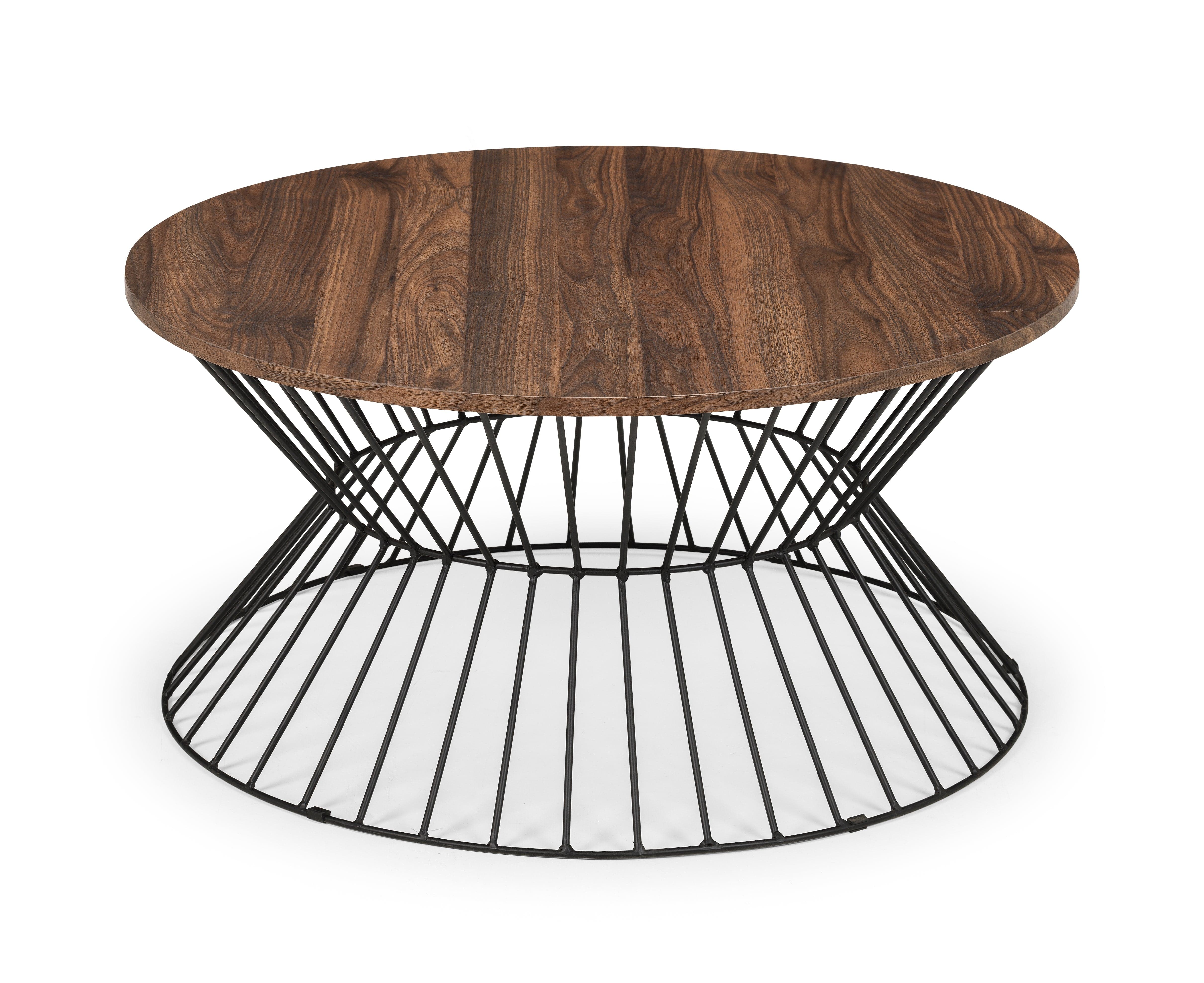 Jersey Round Wire Coffee Table - Walnut – Julian Bowen