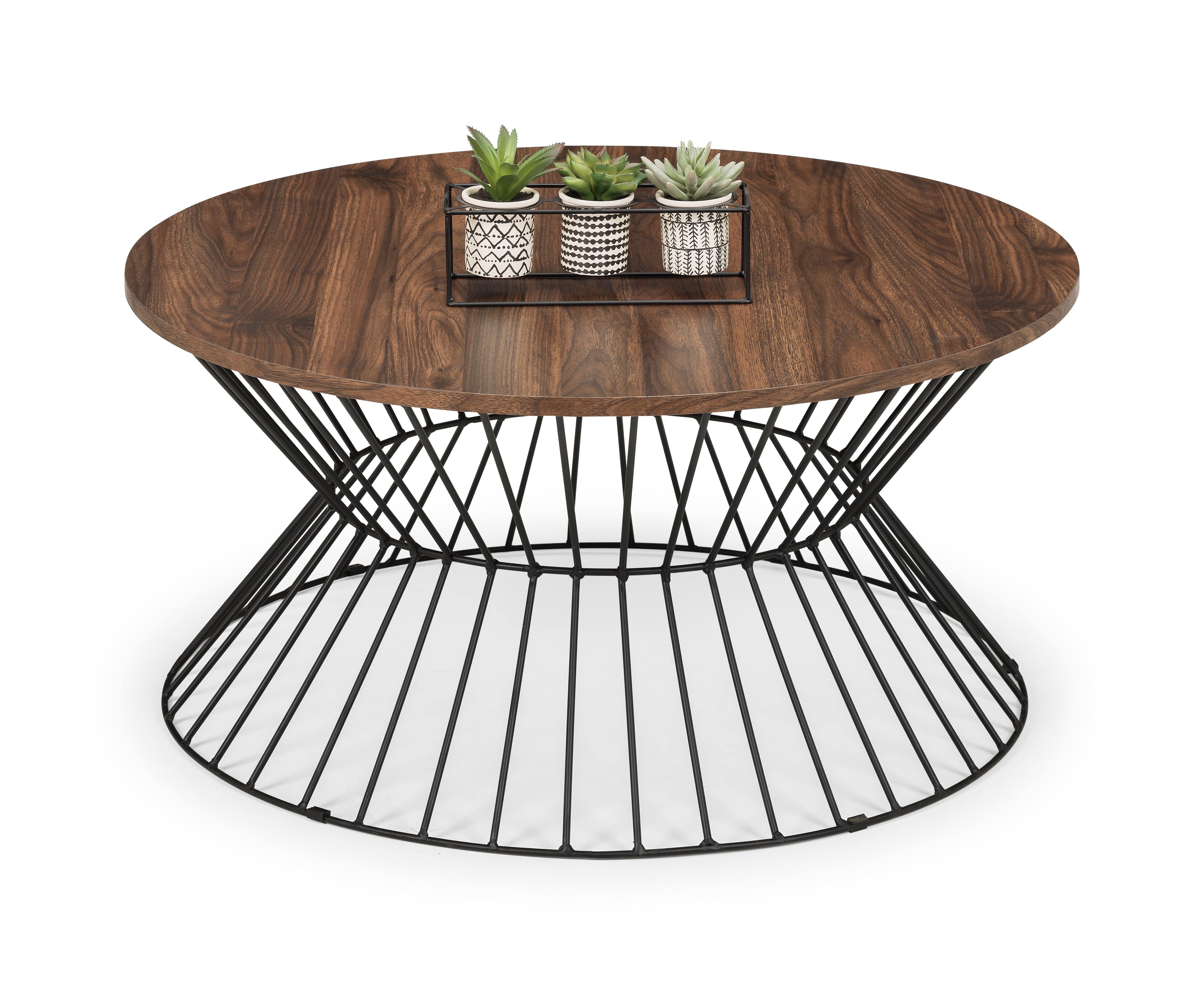 Jersey Round Wire Coffee Table - Walnut – Julian Bowen, view 3