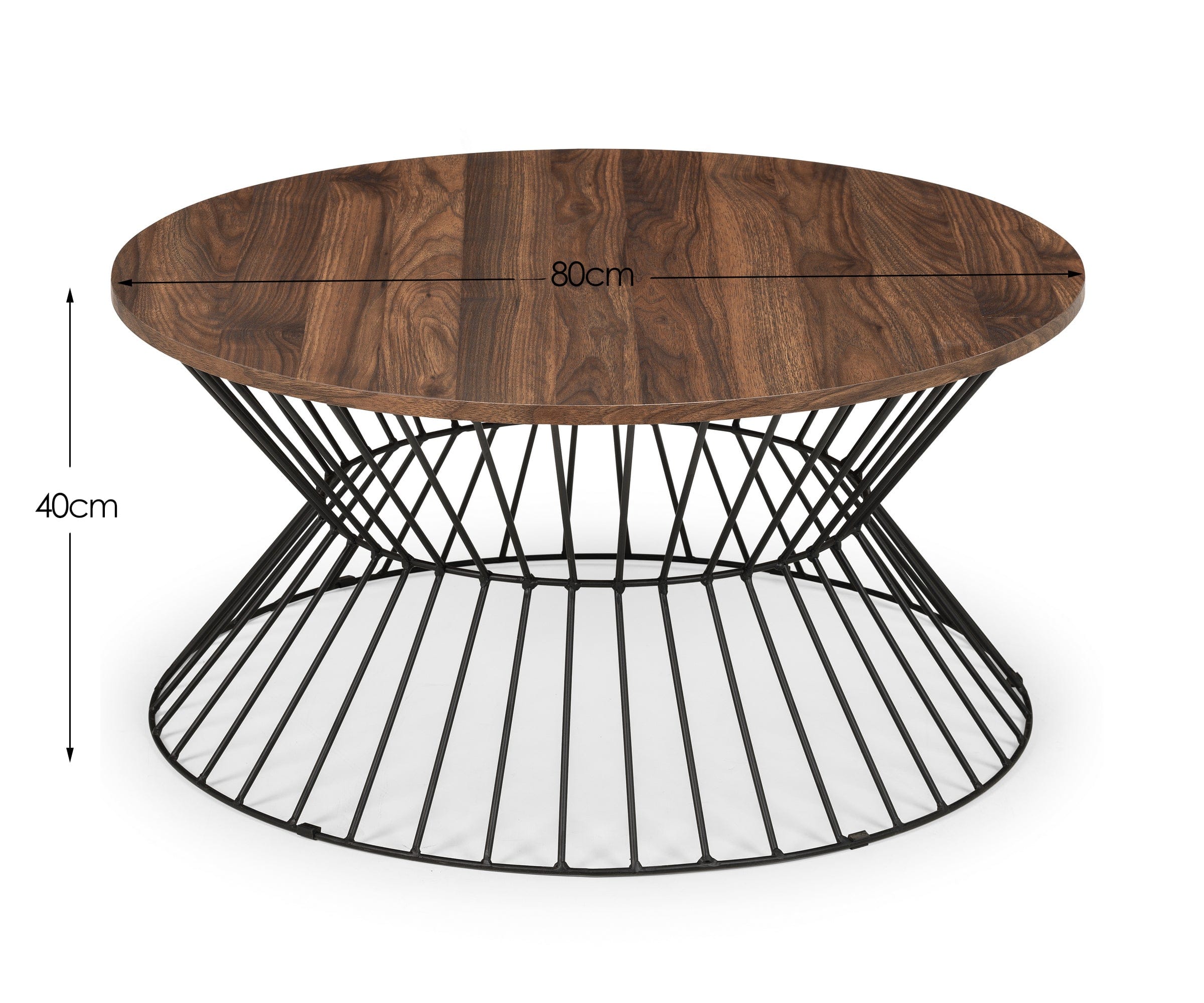 Jersey Round Wire Coffee Table - Walnut – Julian Bowen, view 4