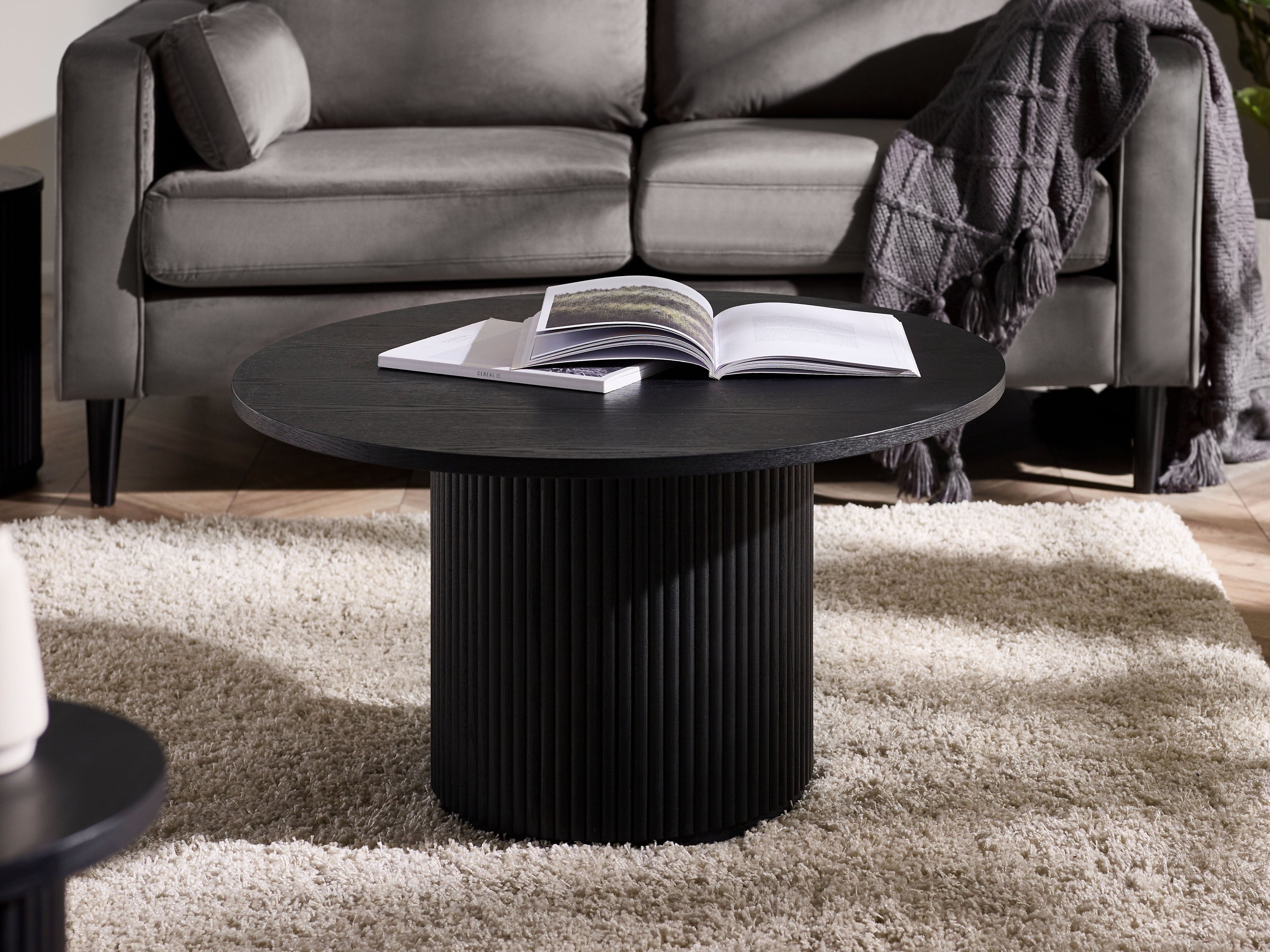 Louis Fluted Round Coffee Table - Black – Julian Bowen, view 2