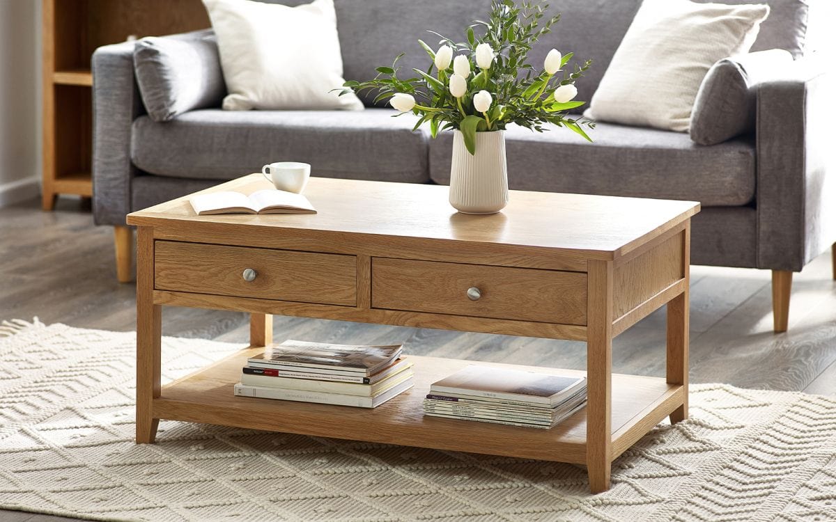 Mallory Coffee Table With 2 Drawers – Julian Bowen, view 3