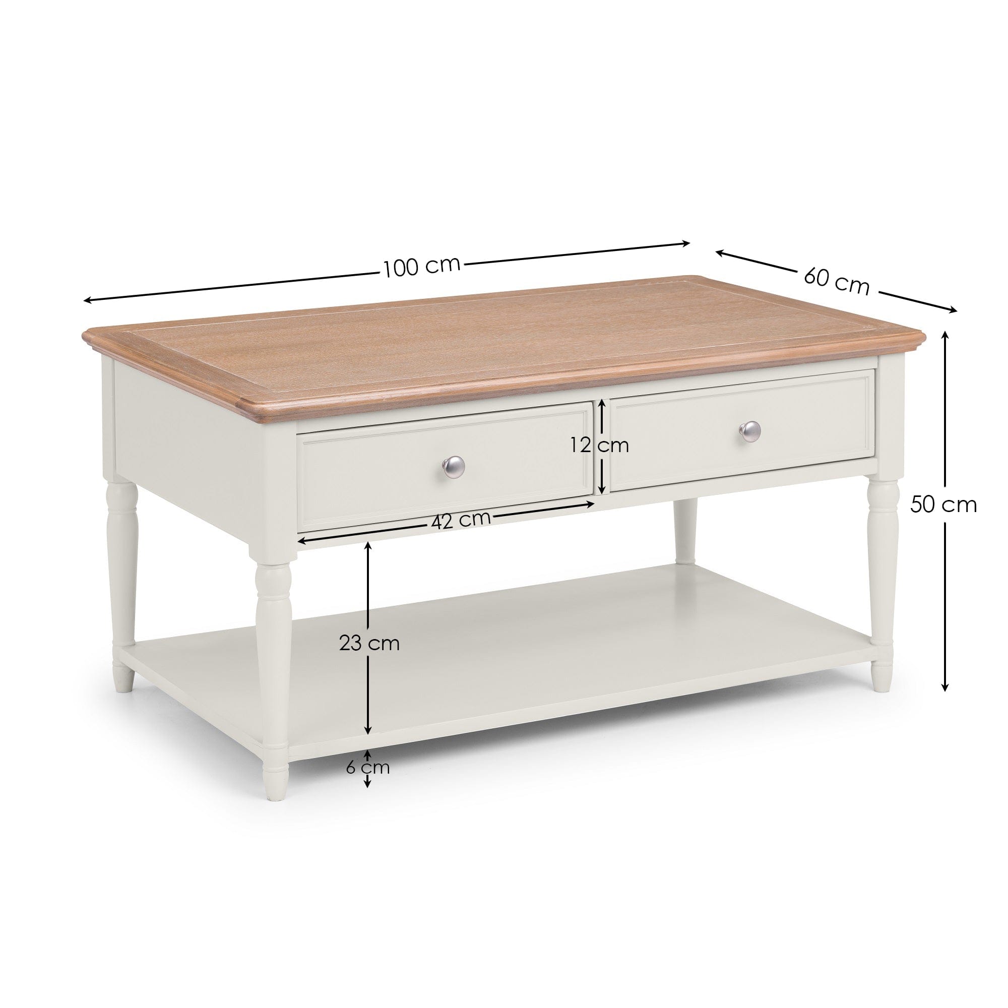 Provence 2 Drawer Coffee Table – Julian Bowen, view 4