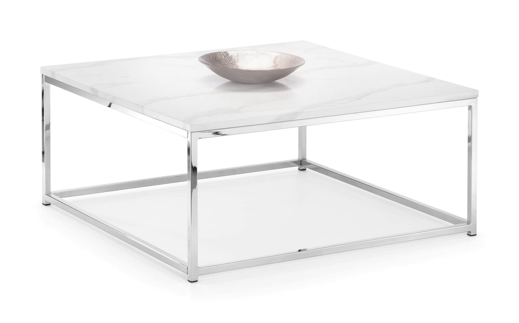 Scala Marble Top Coffee Table - Chrome & White Marble – Julian Bowen