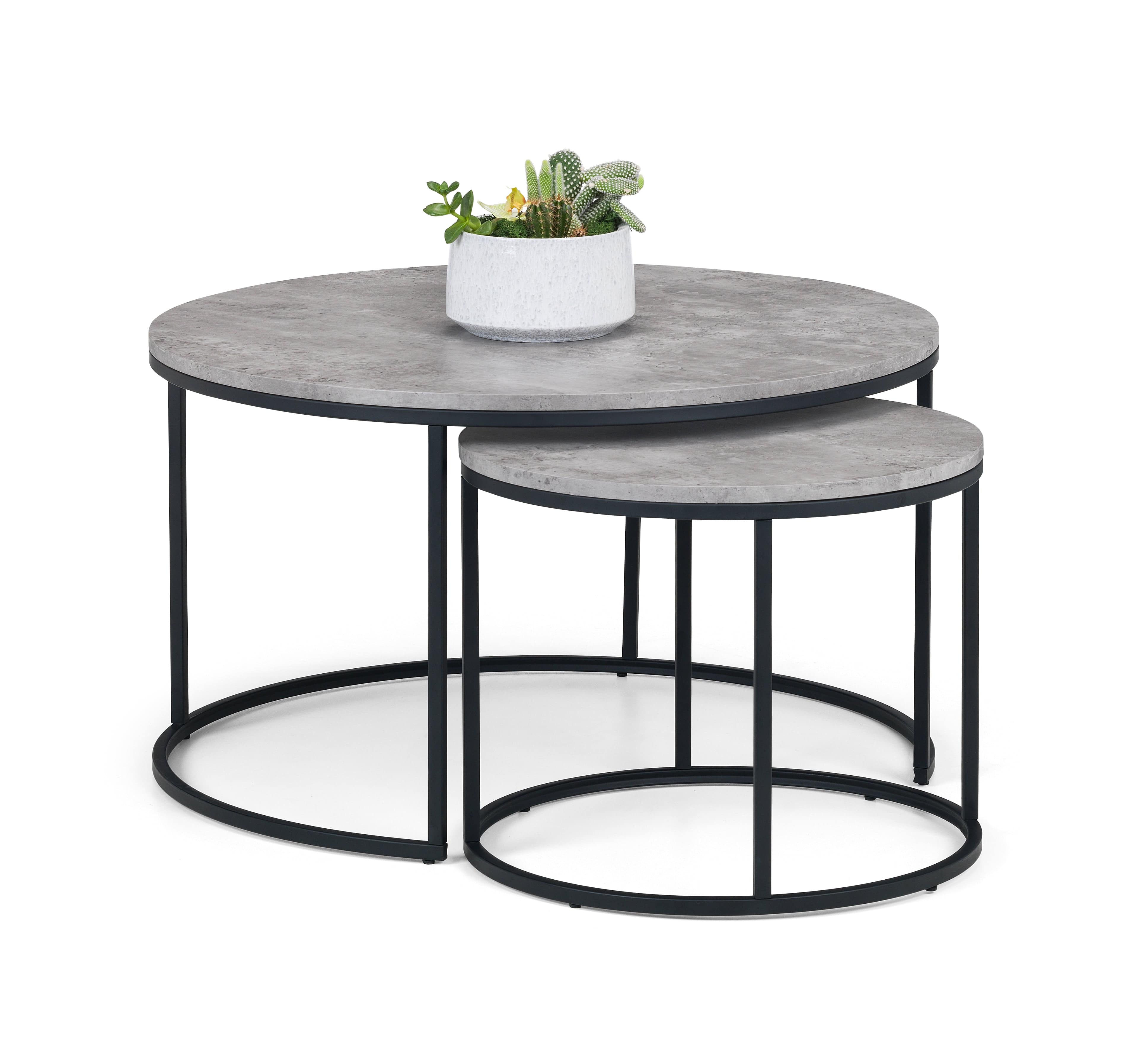 Staten Concrete Round Nesting Coffee Table – Julian Bowen, view 2