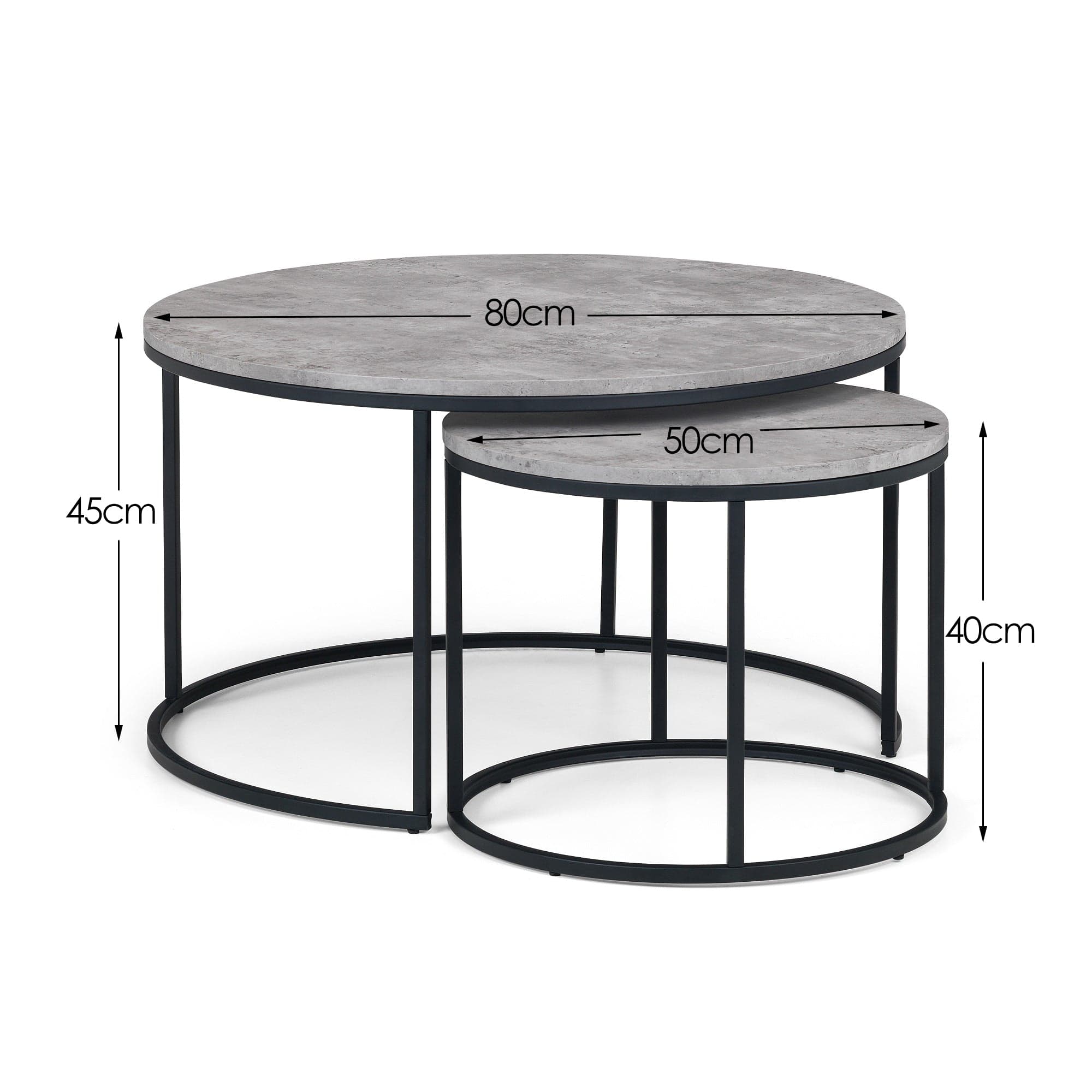 Staten Concrete Round Nesting Coffee Table – Julian Bowen, view 3