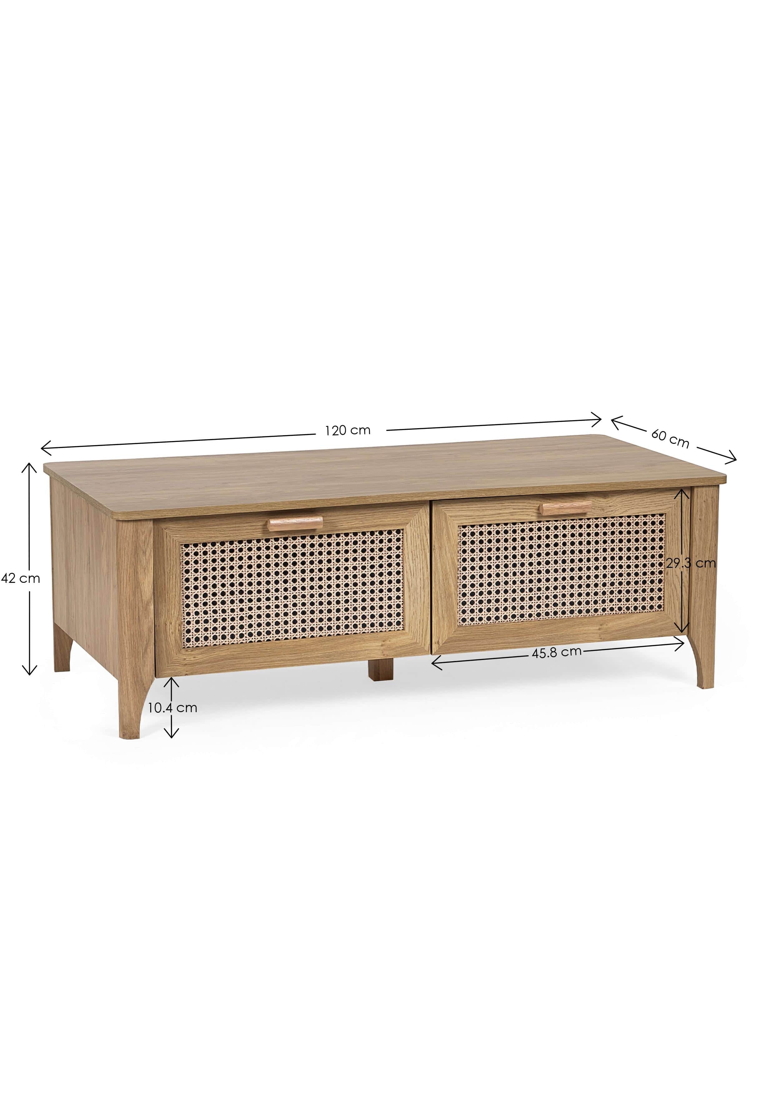 Sydney 2 Drawer Coffee Table - Rattan Effect – Julian Bowen, view 7