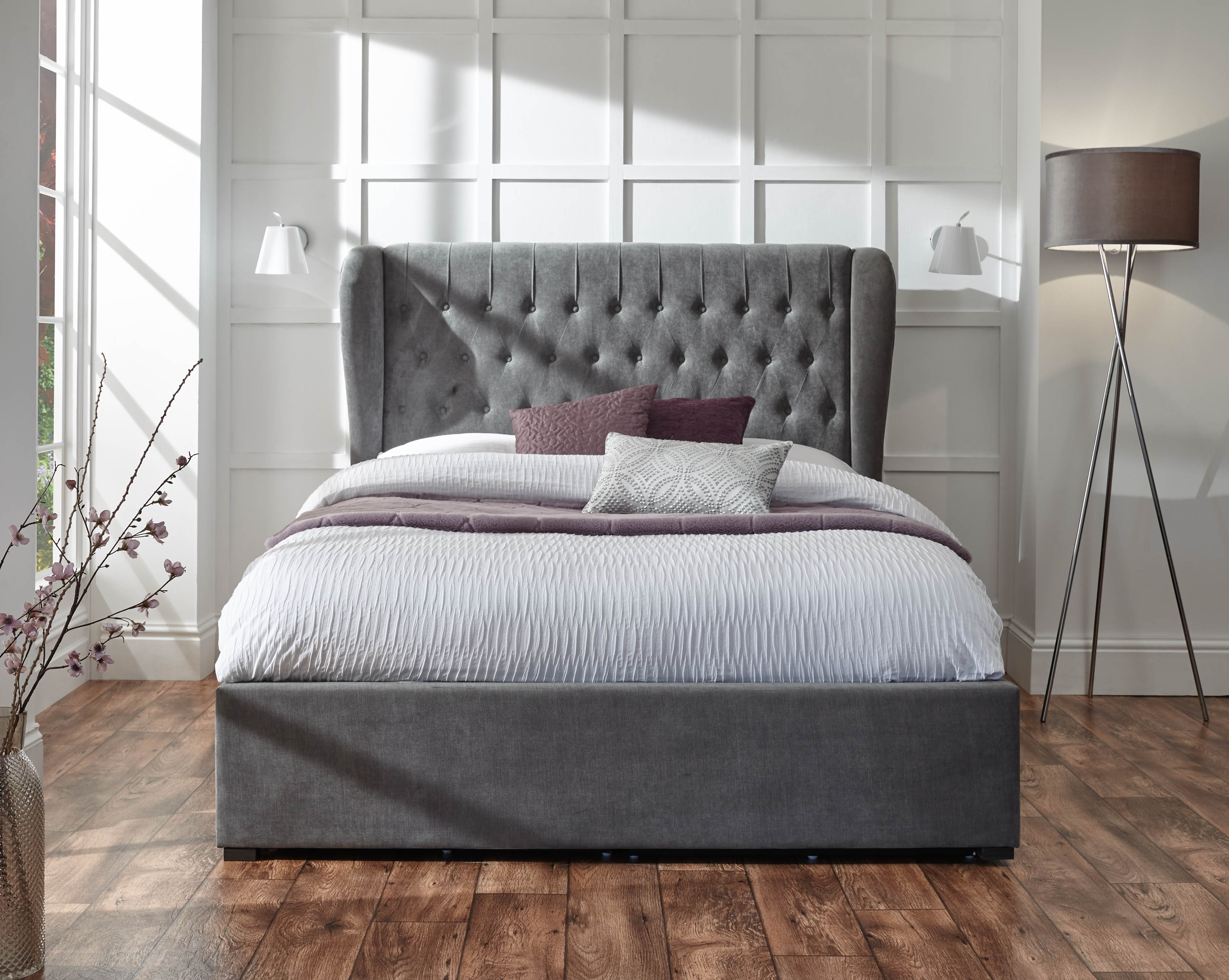 Dakota 135cm Ottoman Bed With Solid Base Grace – Pewter