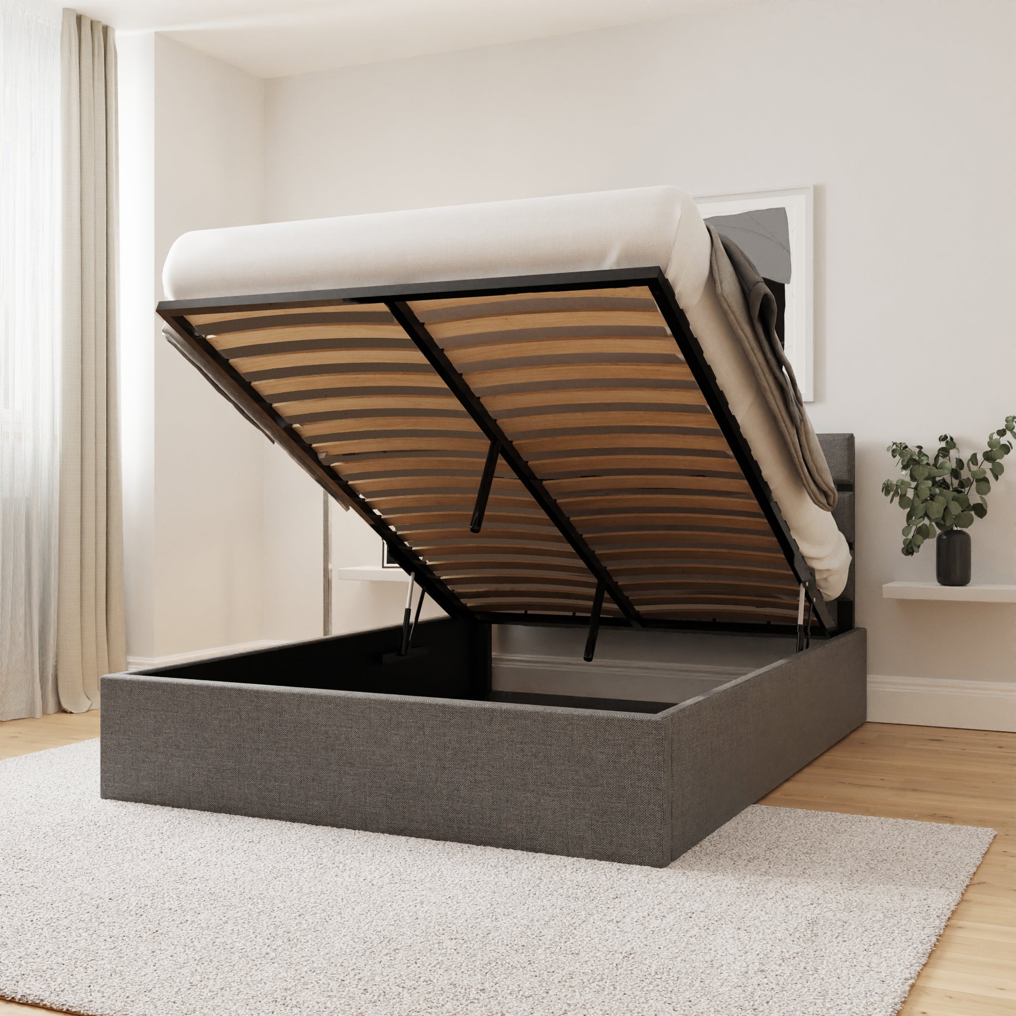 Hudson 120cm End Lift Ottoman Bed – Grey