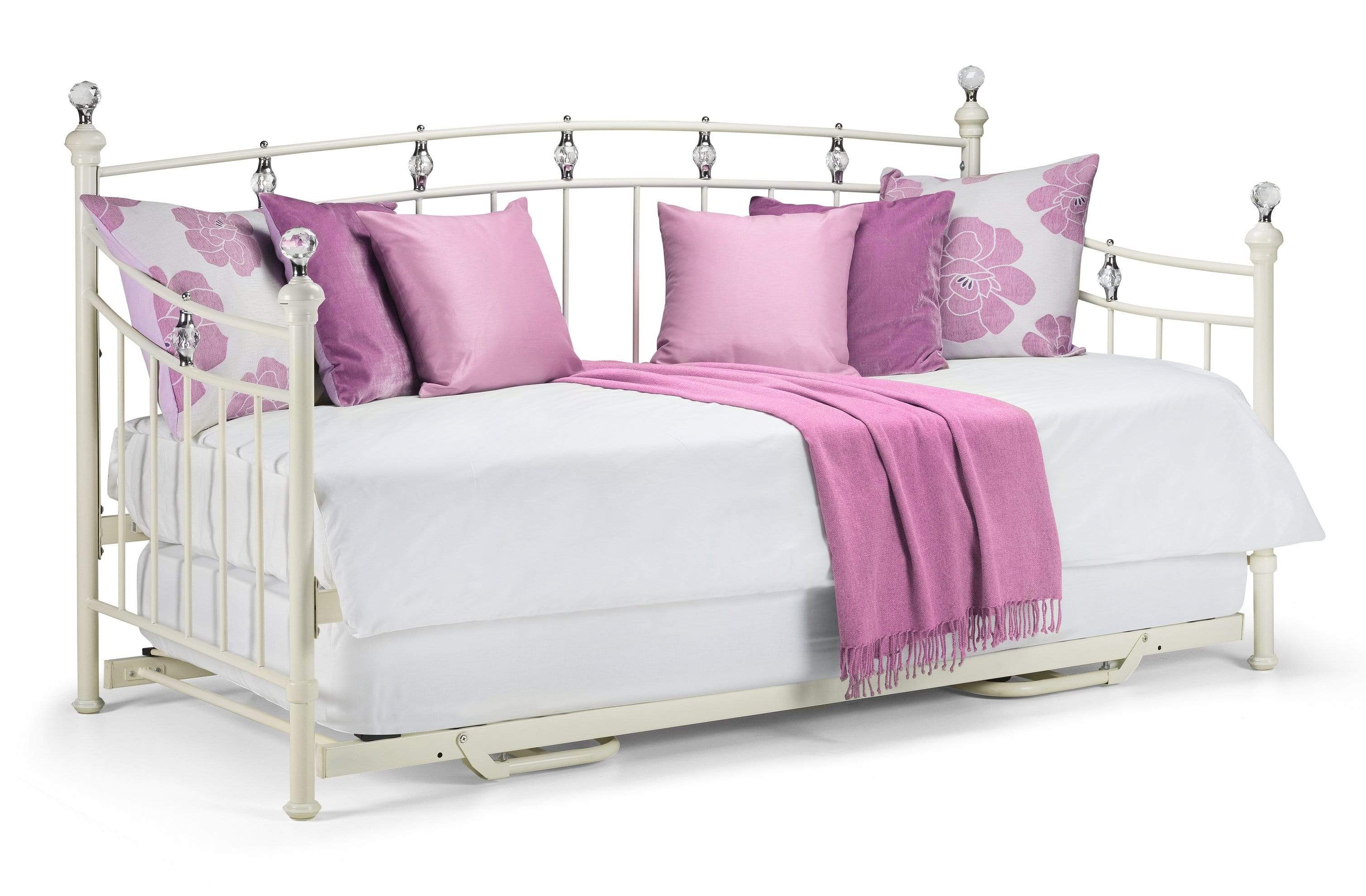 Julian Bowen Day Bed Single 90cm 3ft Sophie Daybed - Daybed - Stone White Satin Bed Kings