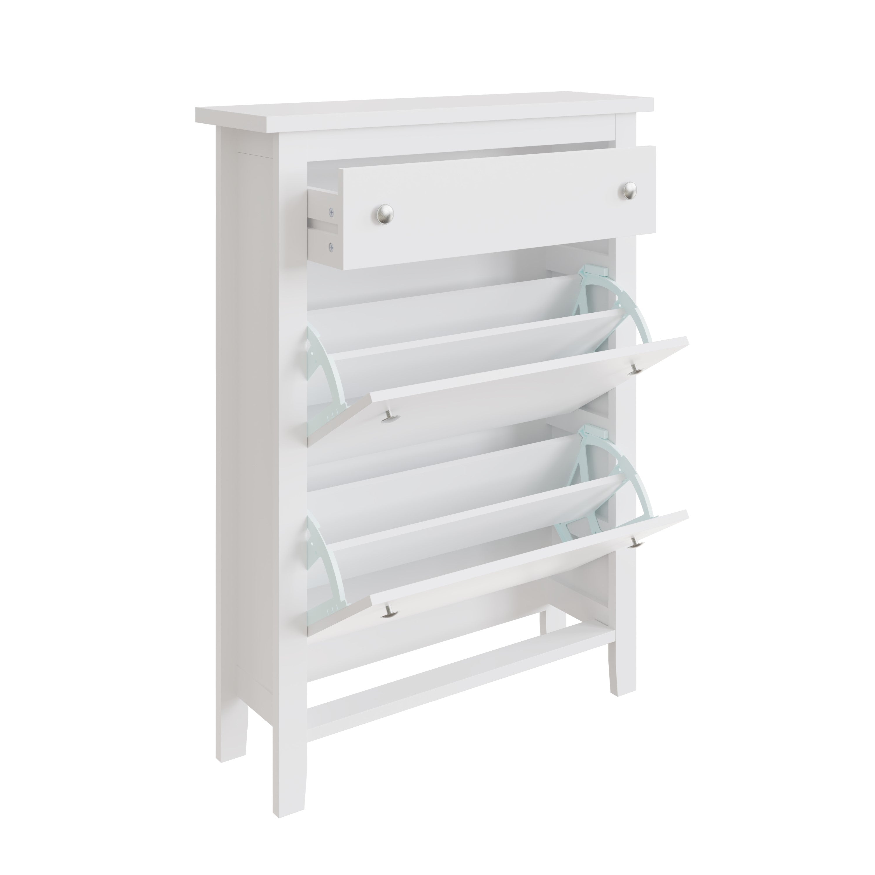 Deluxe Two Tier Shoe Cabinet – White