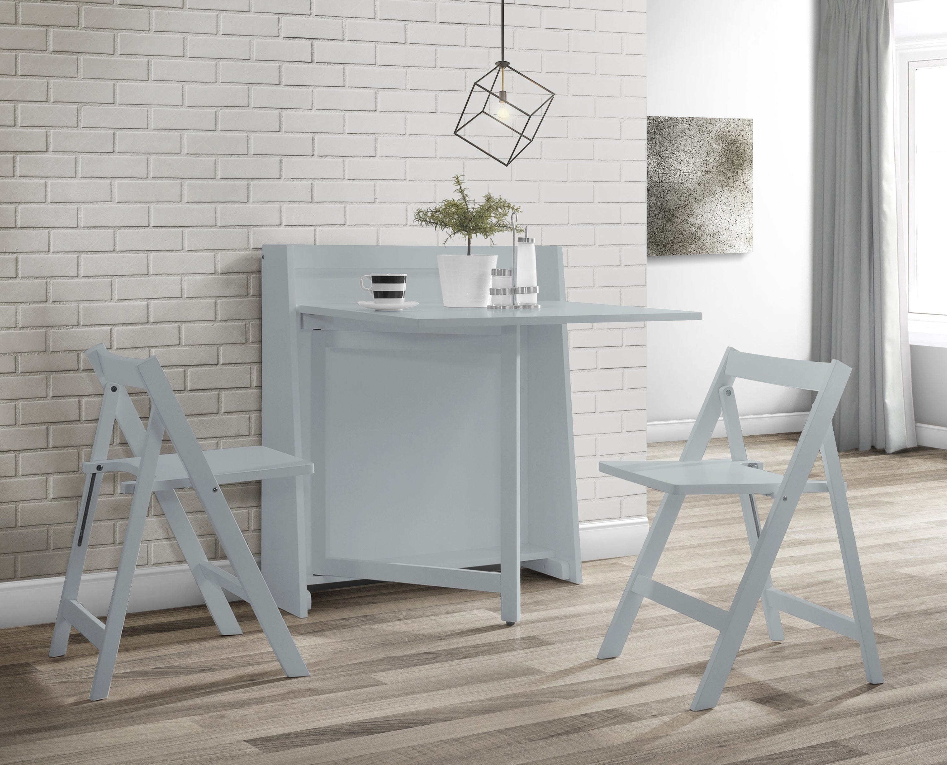 Helsinki Compact Folding Light Grey Dining Set – Julian Bowen, view 2