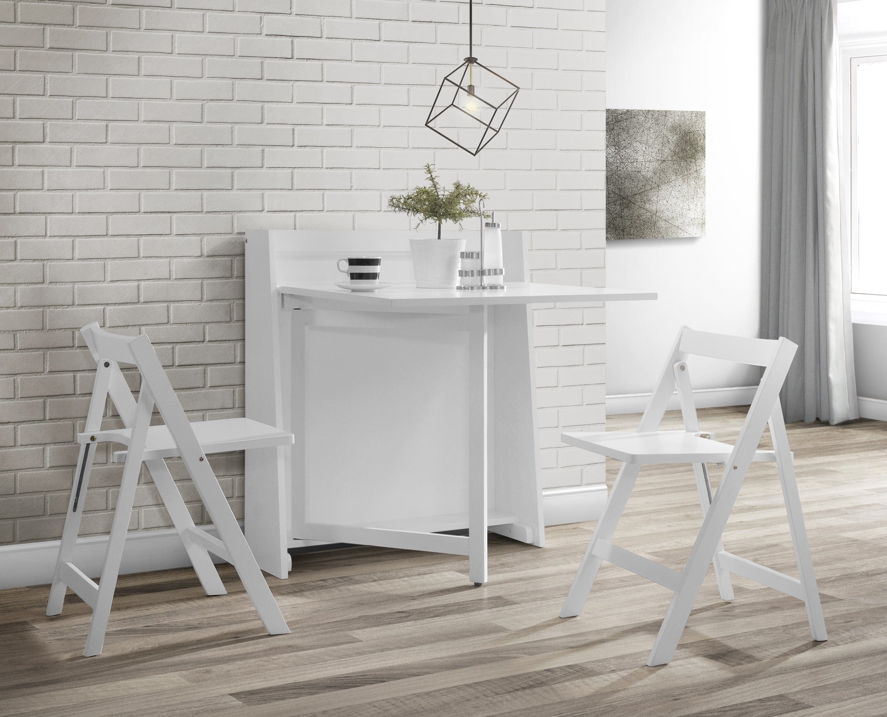 Helsinki Compact Folding White Dining Set – Julian Bowen, view 2