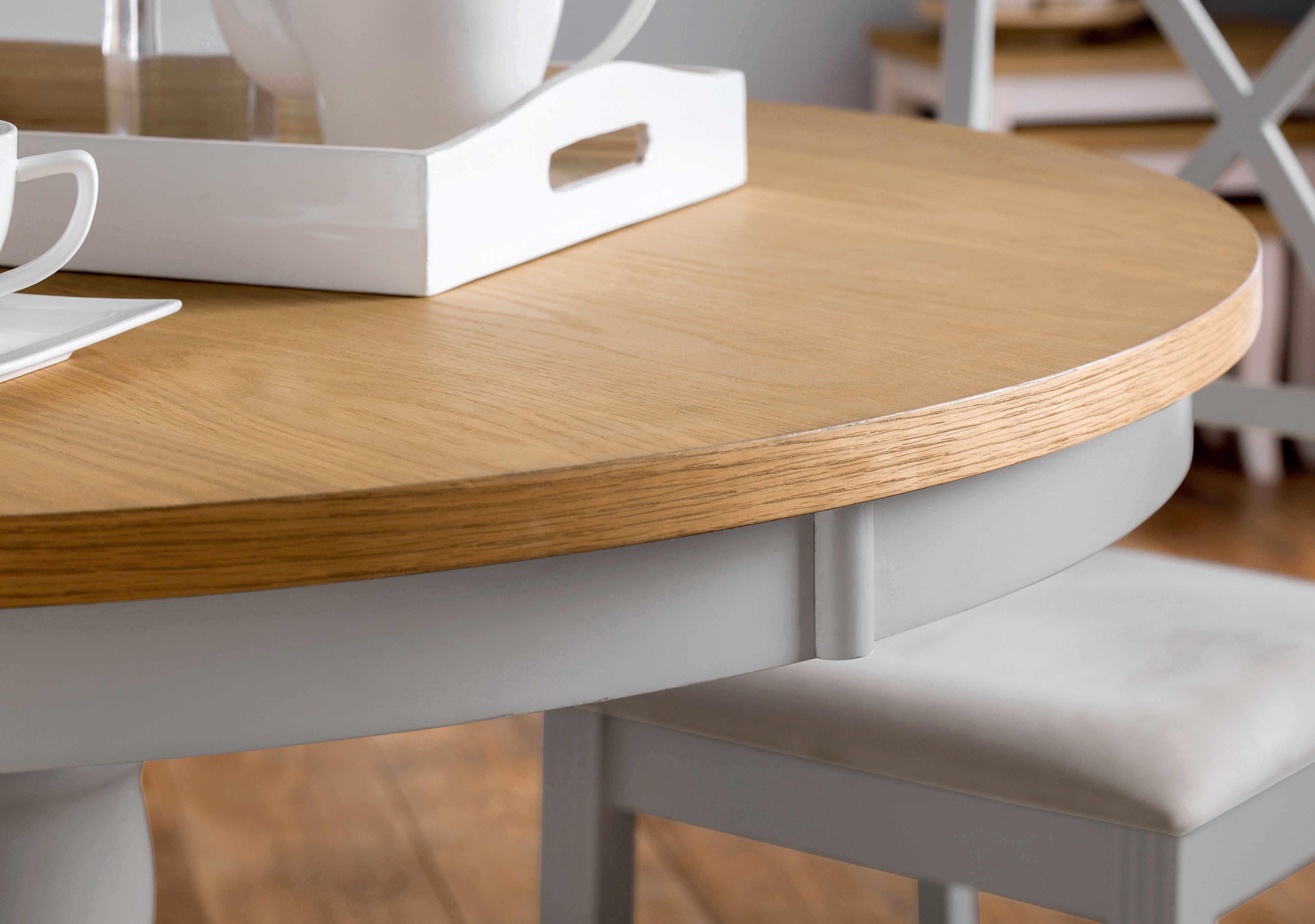 Davenport Oak/Elephant Grey Round Pedestal Table – Julian Bowen, view 2