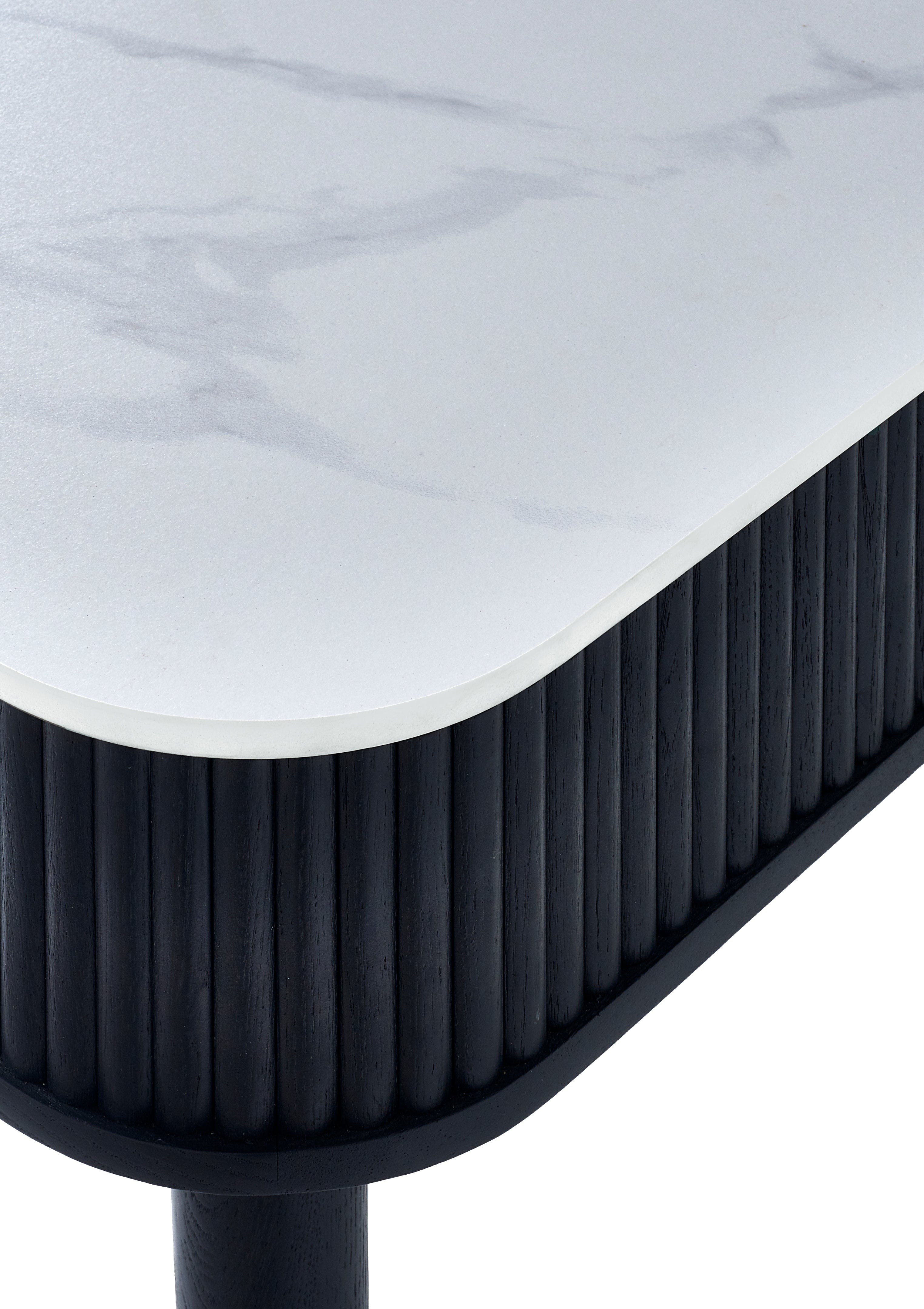 Louis Fluted Stone Top Dining Table With Drawers - Black – Julian Bowen, view 6