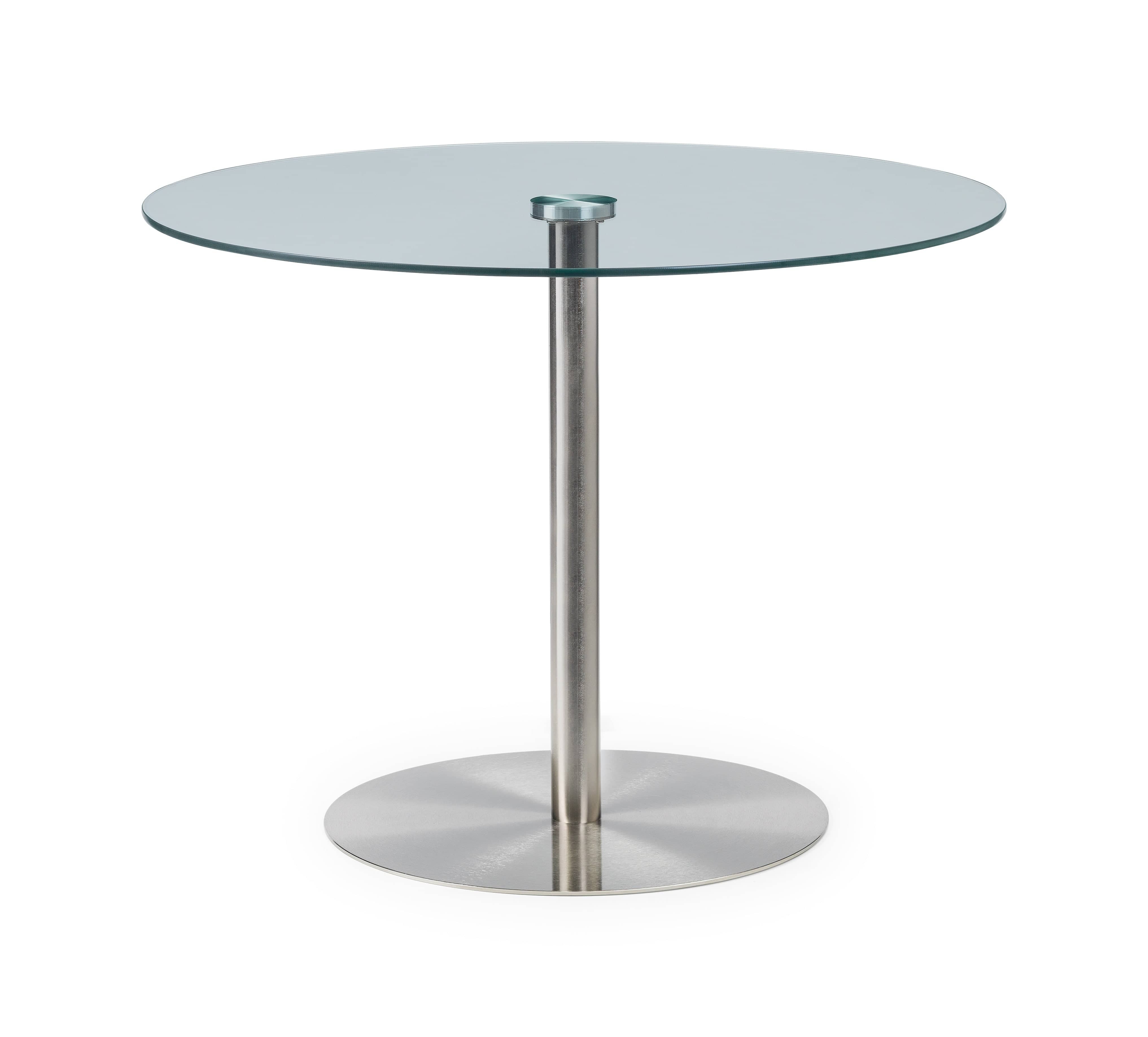 Milan Round Glass Brushed Steel Pedestal Table – Julian Bowen