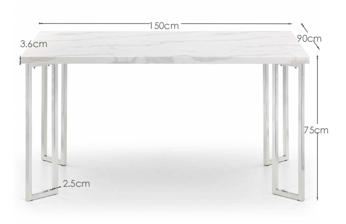 Positano Marble & Chrome Dining Table – Julian Bowen, view 3