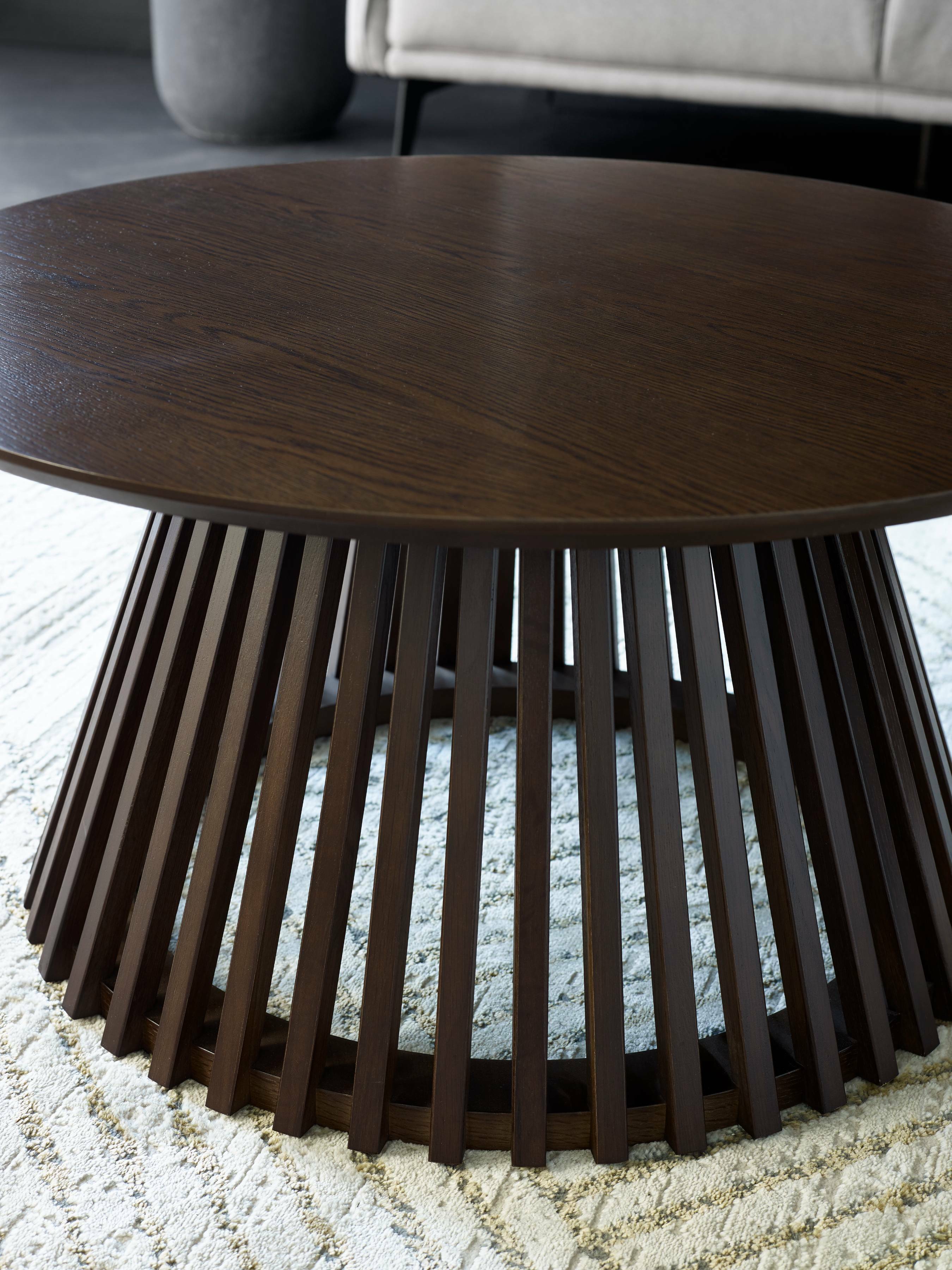 Ollie Dark Oak 80cm Round Coffee Table – Julian Bowen, view 4