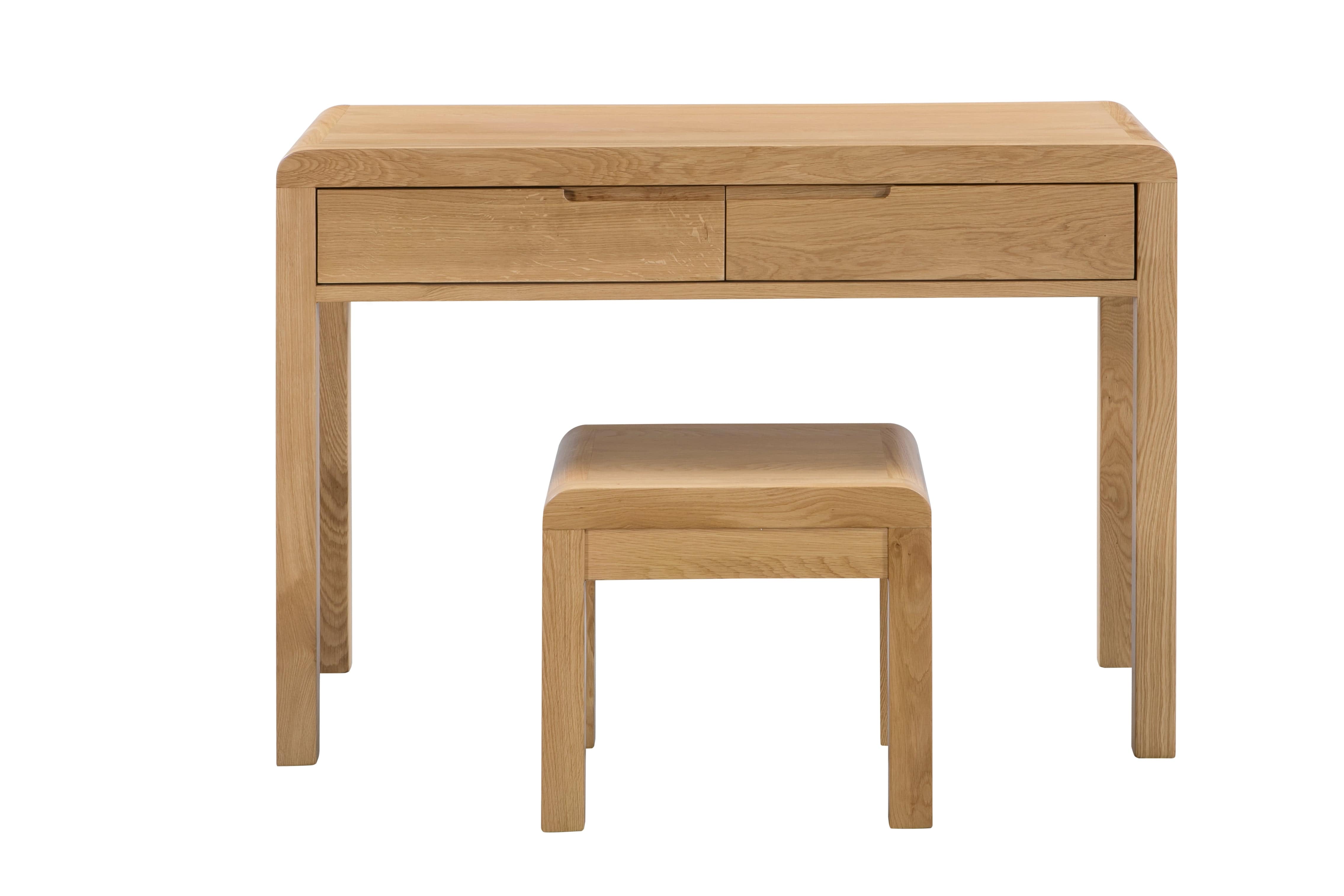 Curve Oak 2 Drawer Dressing Table & Stool – Julian Bowen, view 4