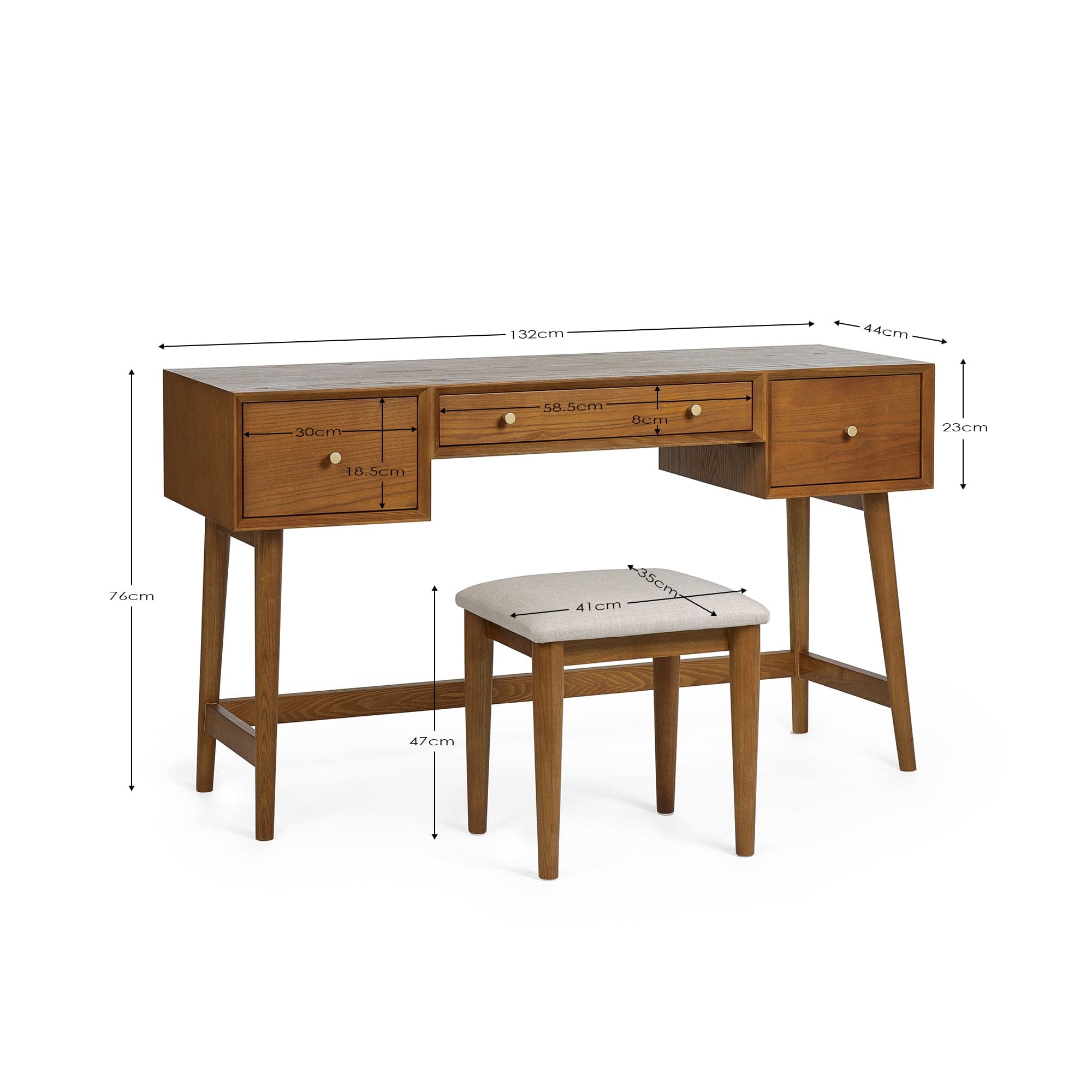 Lowry Dressing Table And Stool Set – Julian Bowen, view 4