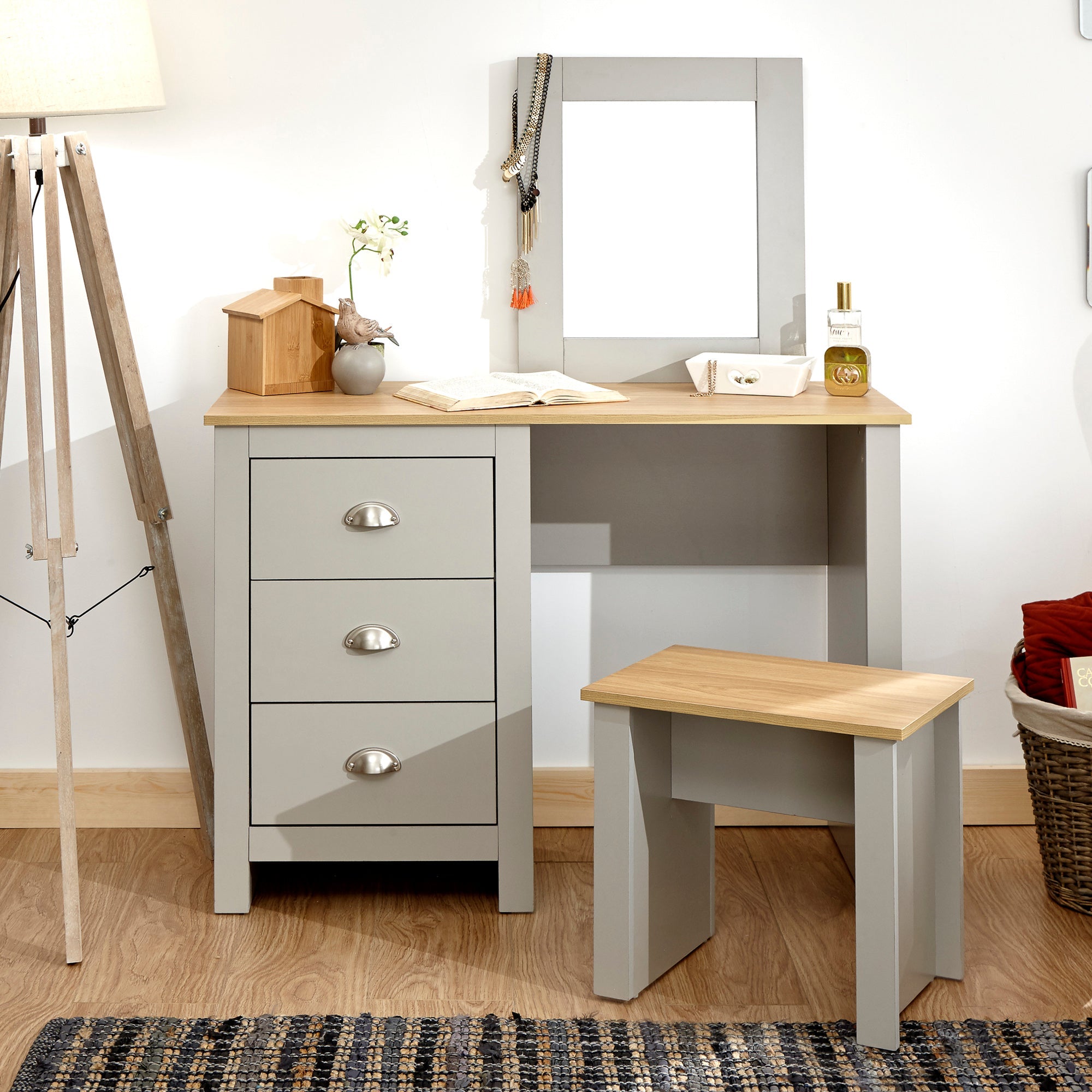 Lancaster Dressing Table Set Grey – GFW, view 3