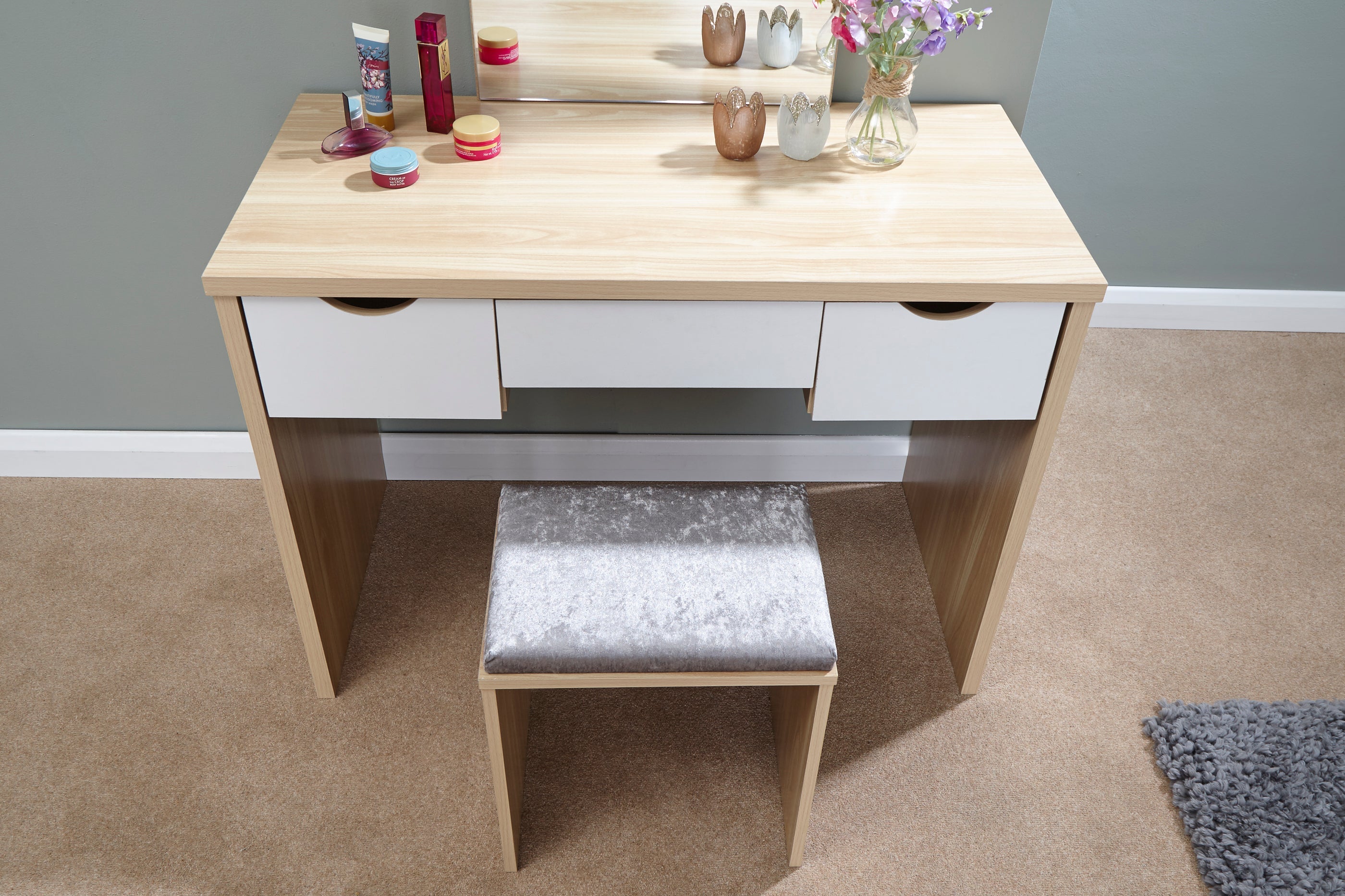 Elizabeth Dressing Table Set – Oak & White