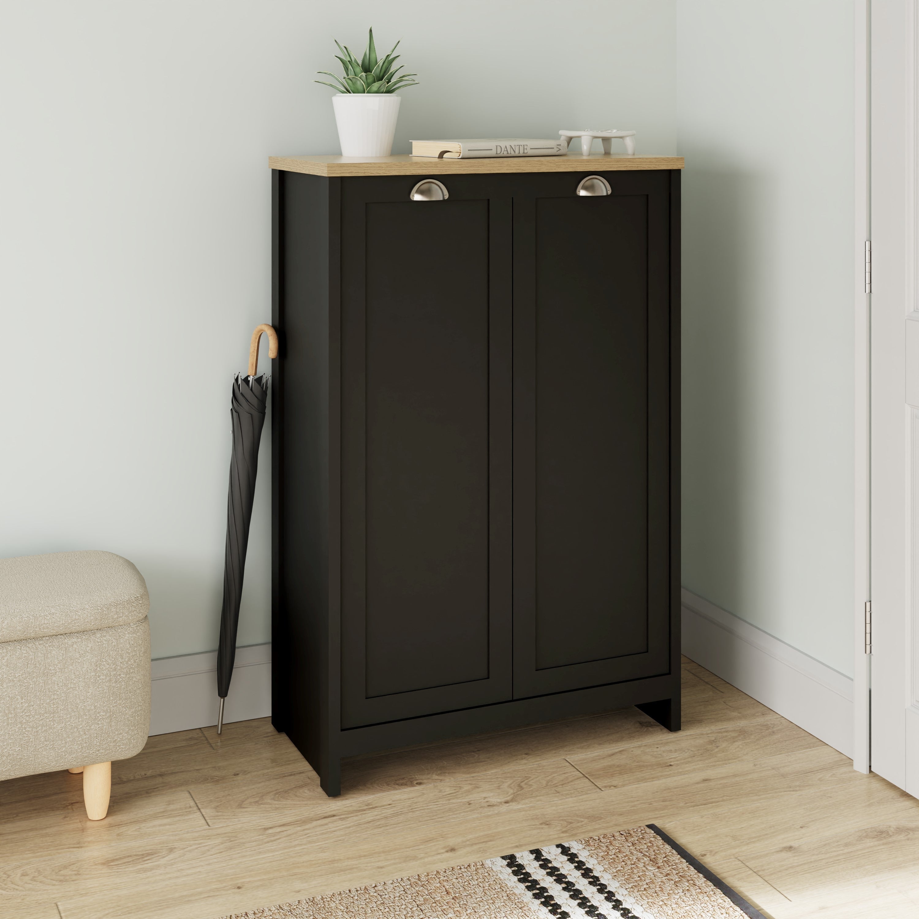 Lancaster 2 Door Shoe Cabinet Black – GFW, view 2