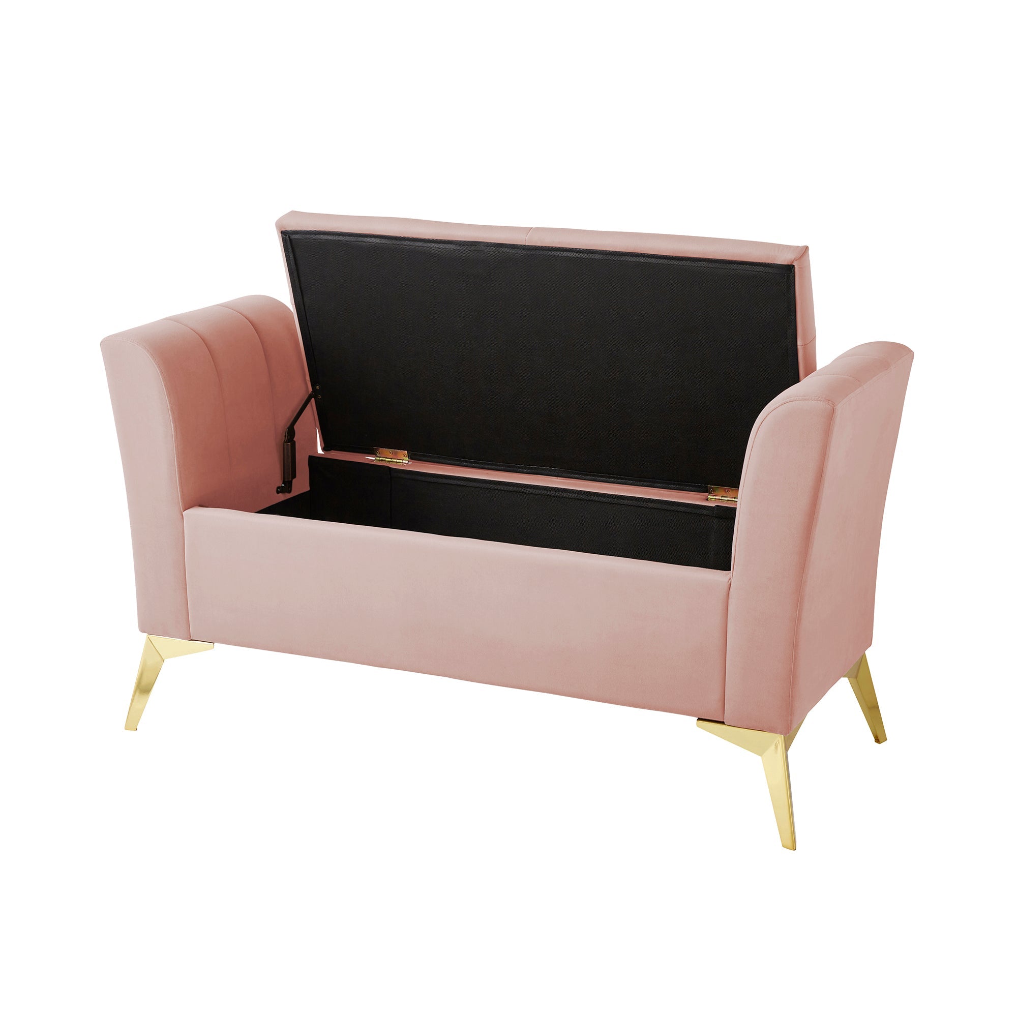 Pettine Ottoman Storage Bench Blush Pink – GFW, view 5
