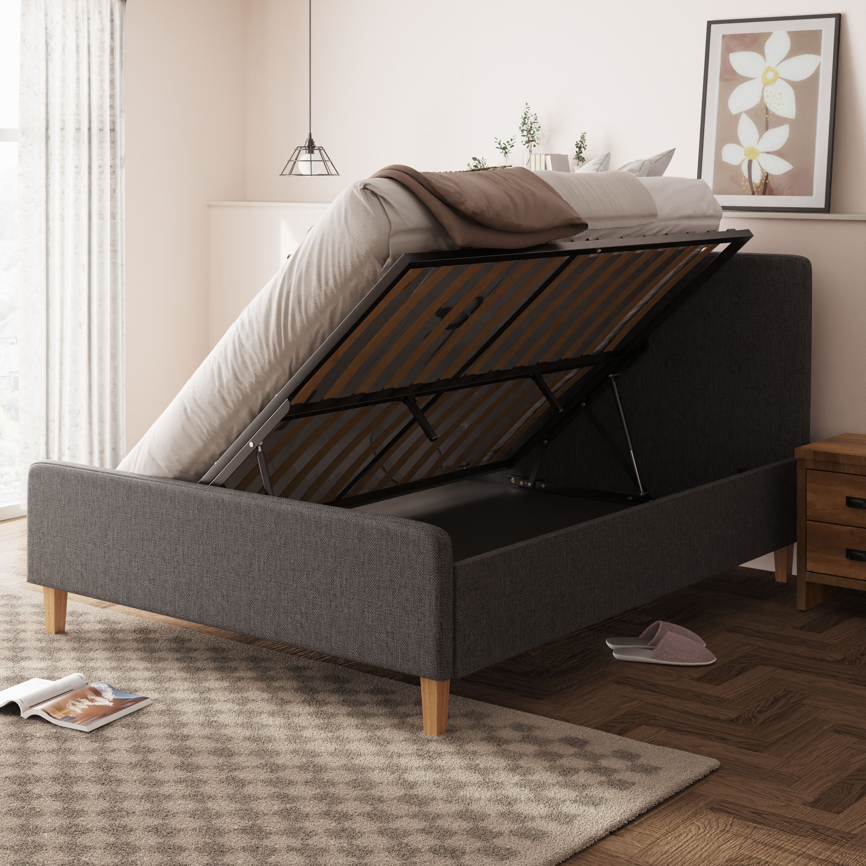 Ashbourne Ottoman Bed Dark Grey – GFW, view 13