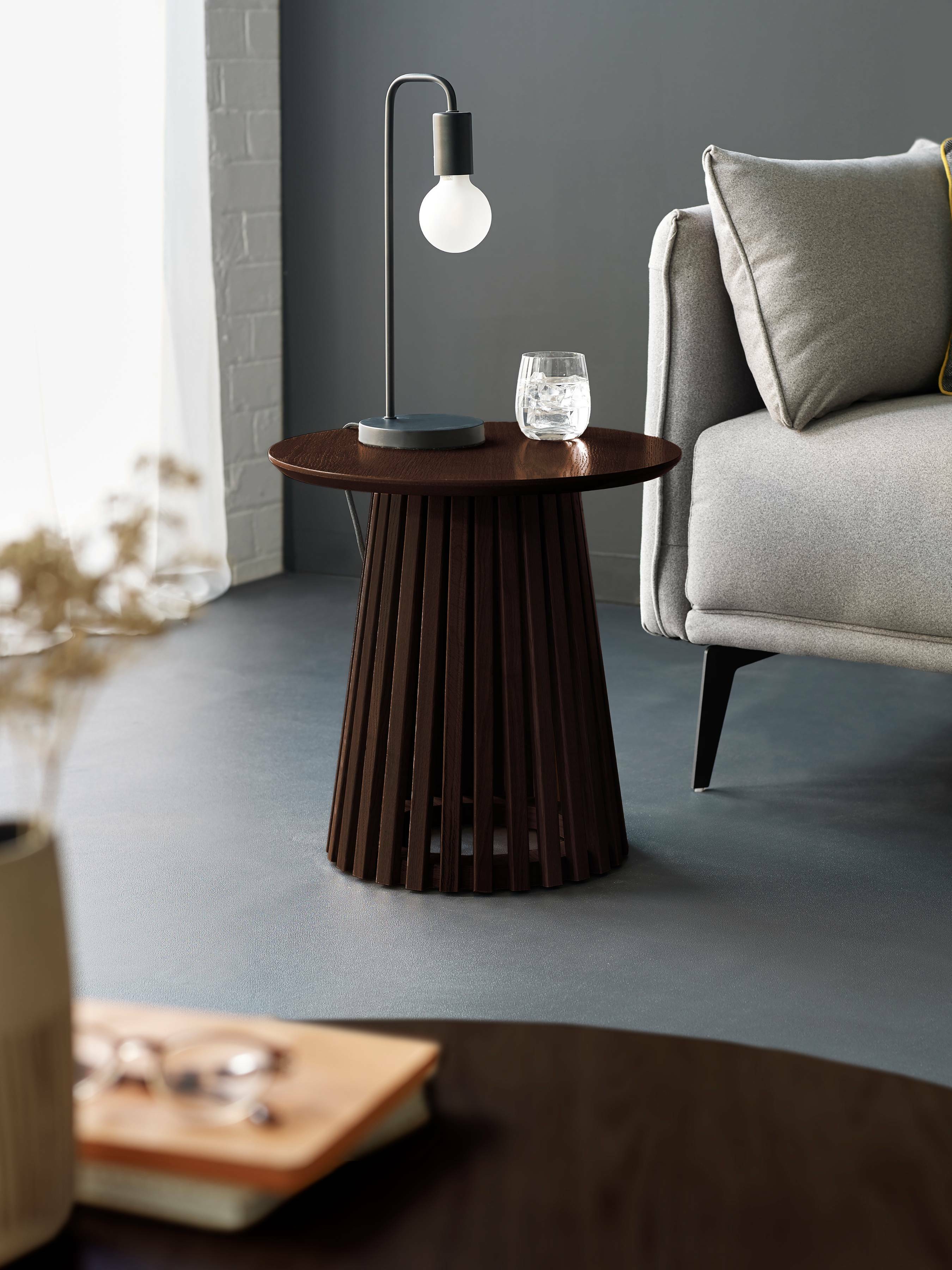 Ollie Dark Oak 45cm Round Lamp Table – Julian Bowen, view 7